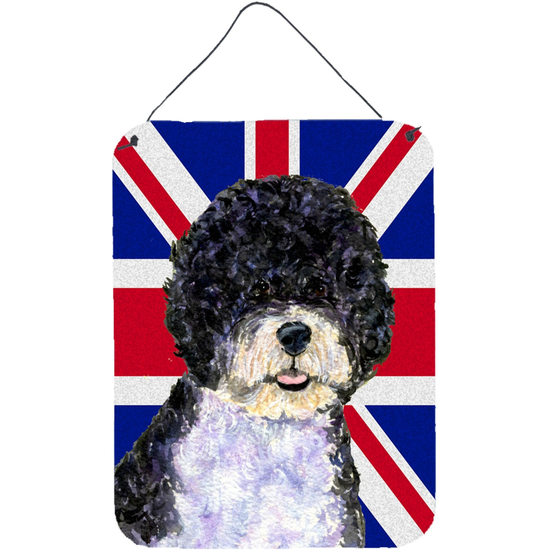 &quotCaroline's Treasures Portuguese Water Dog with English Union Jack British Flag Wall or Door Hanging Prints, 16"" x 12"""