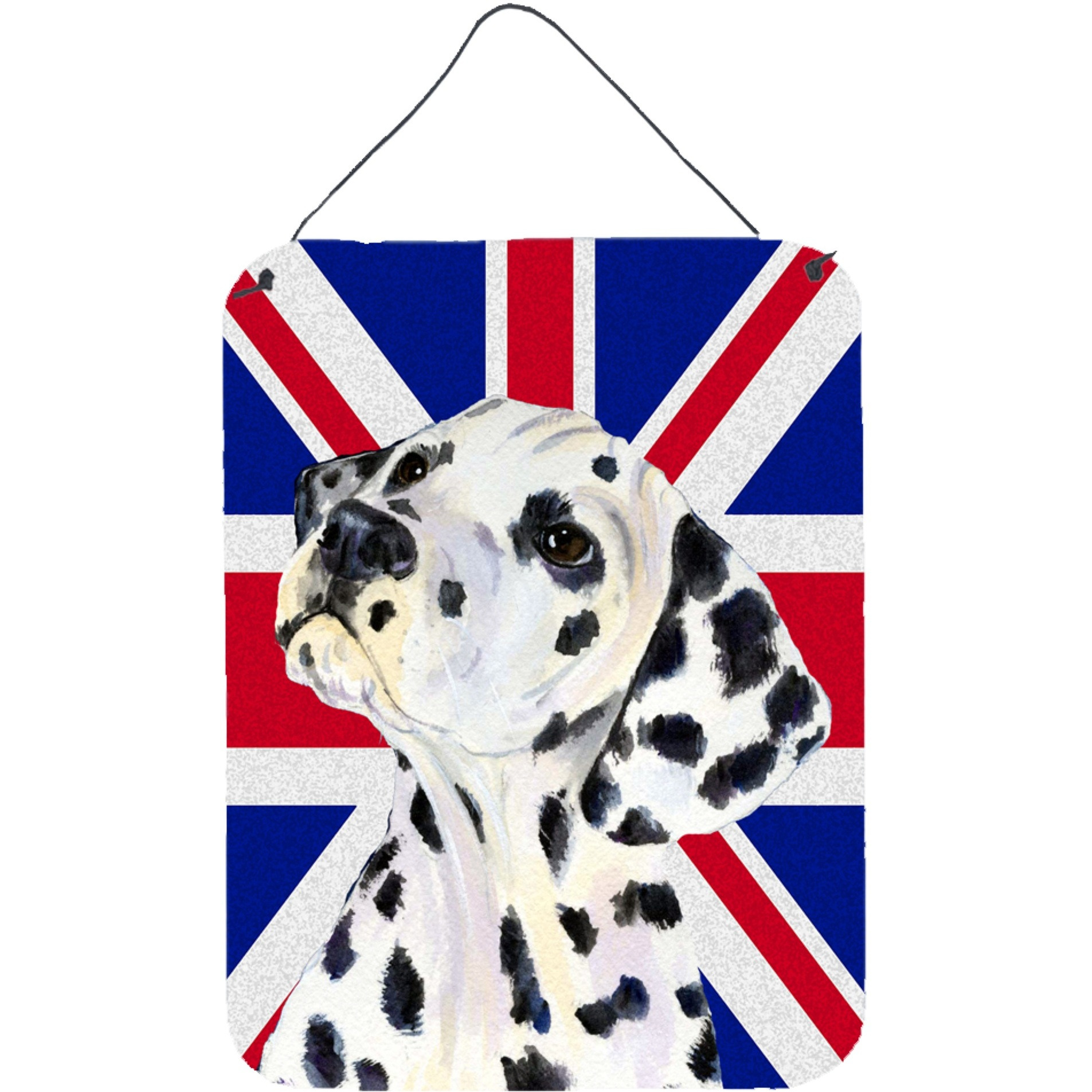 &quotCaroline's Treasures SS4934DS1216 Dalmatian with English Union Jack British Flag Wall or Door Hanging Prints, 16"" x 12"""