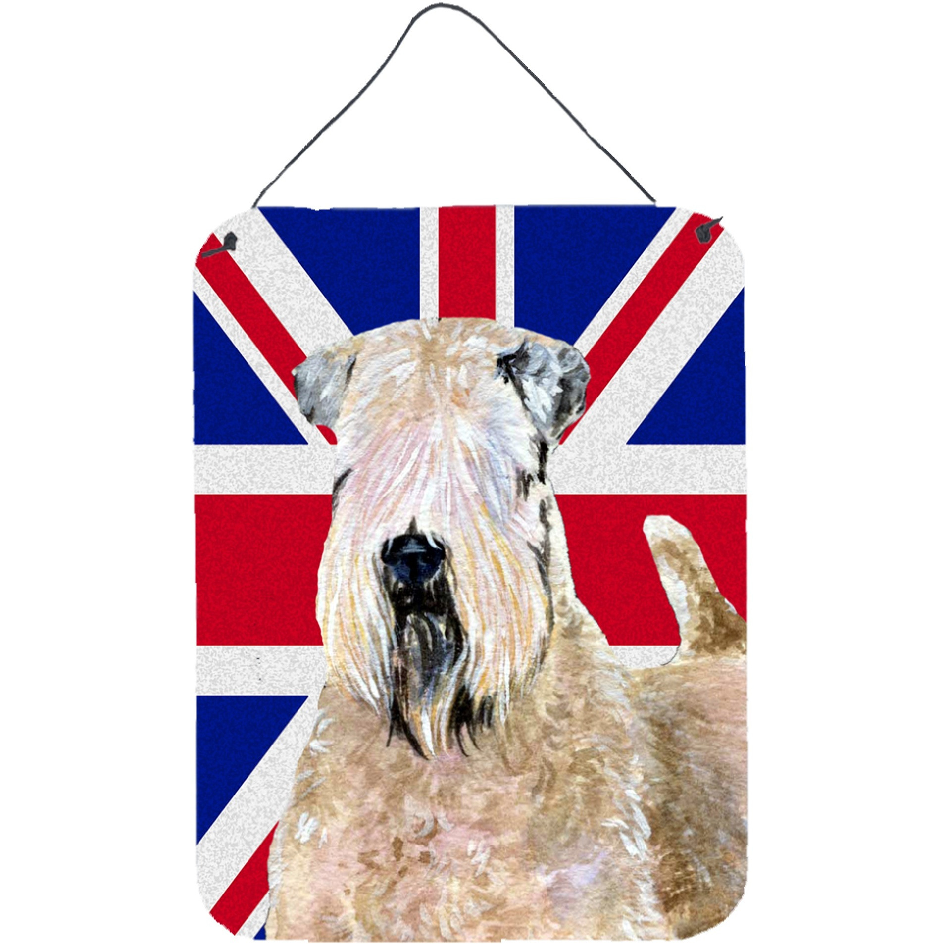 &quotCaroline's Treasures Wheaten Terrier Soft Coated with English Union Jack British Flag Wall or Door Hanging Prints, 16"" x 12"""