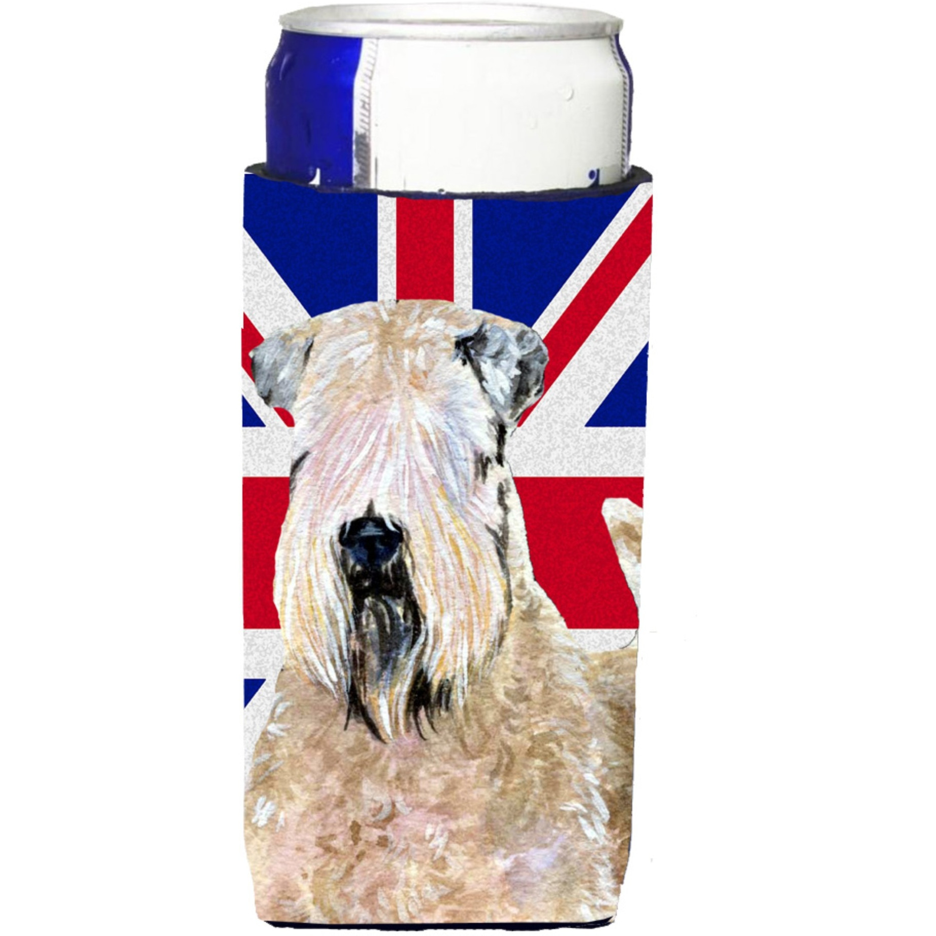 Wheaten Terrier Soft Coated with English Union Jack British Flag Ultra Beverage Insulators for slim cans SS4935MUK