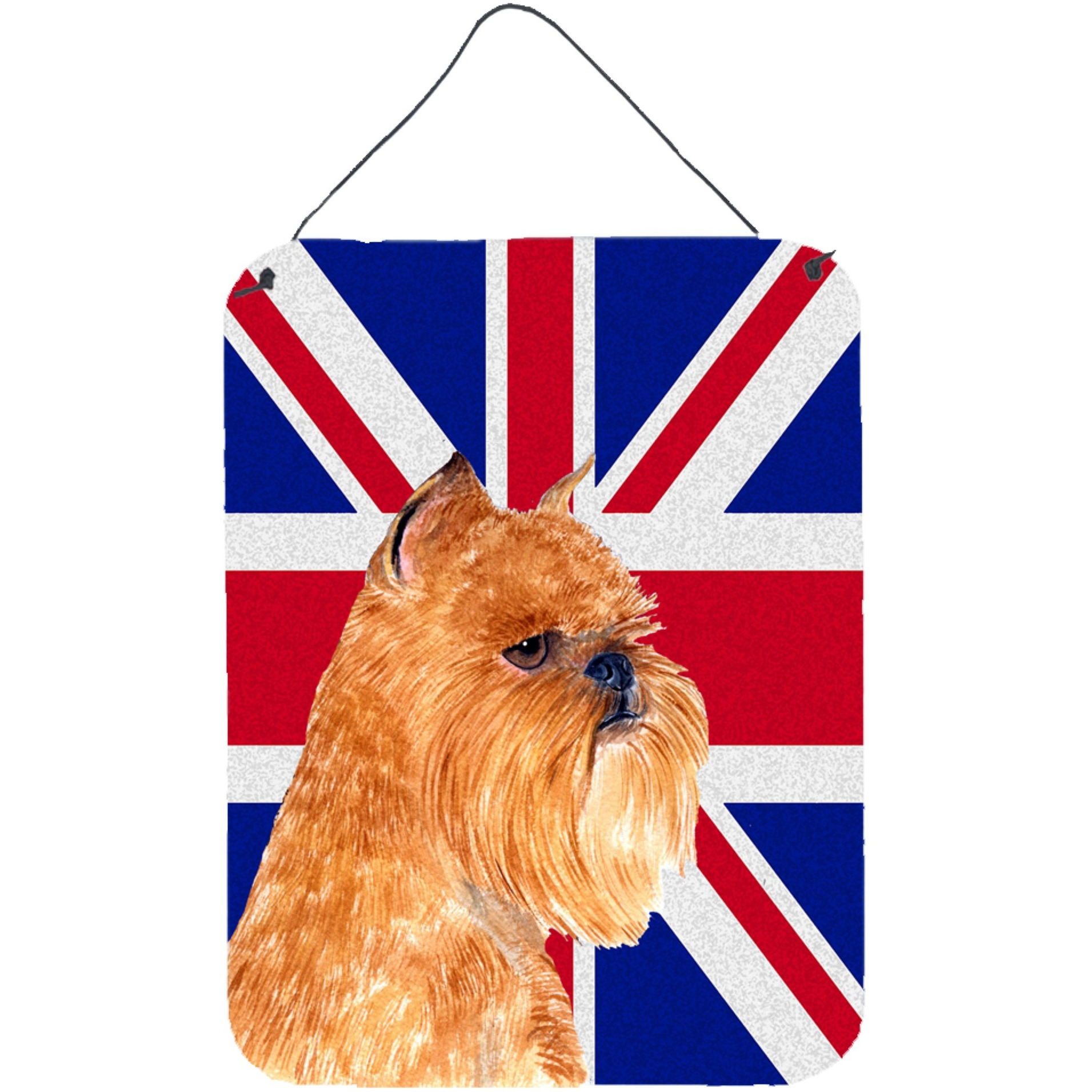 &quotCaroline's Treasures SS4936DS1216 Brussels Griffon with English Union Jack British Flag Wall or Door Hanging Prints, 16"" x 12"""