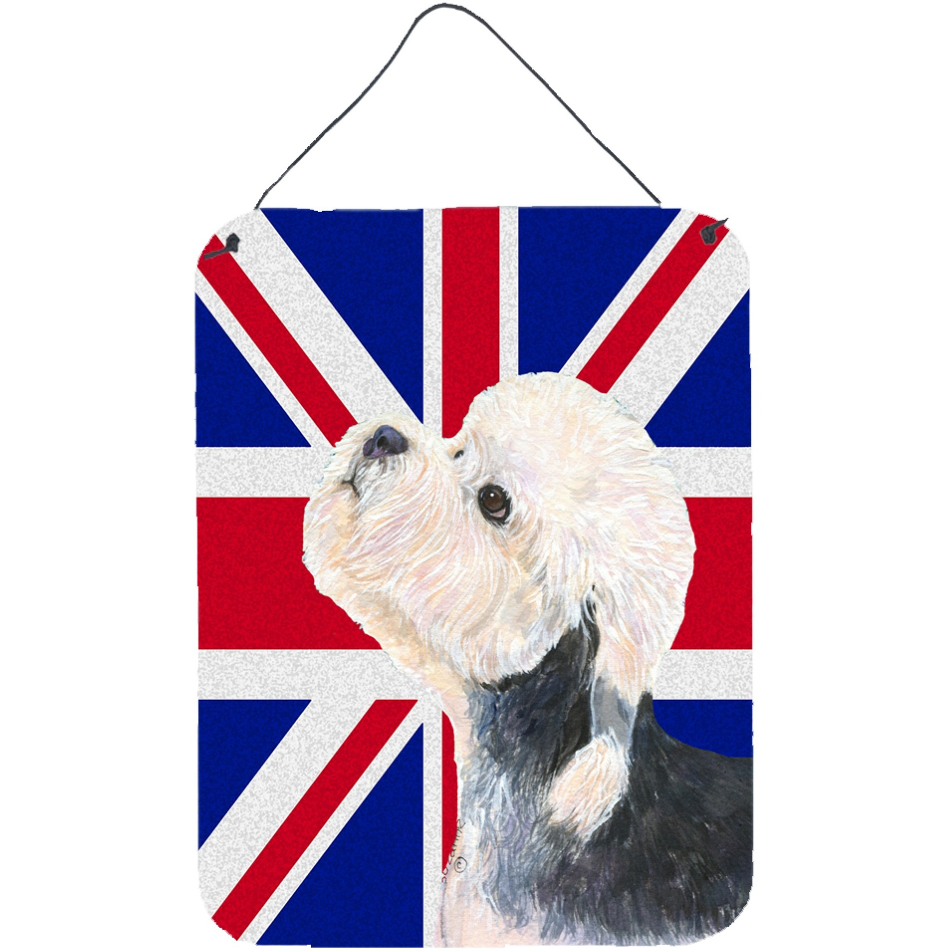 &quotCaroline's Treasures Dandie Dinmont Terrier with English Union Jack British Flag Wall or Door Hanging Prints, 16"" x 12"""