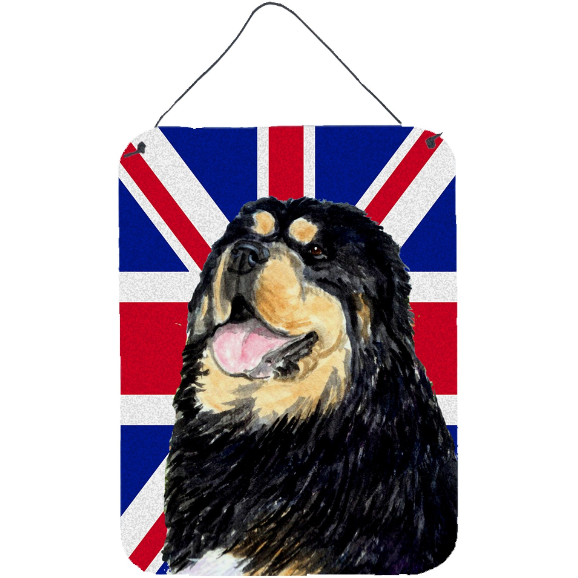 &quotCaroline's Treasures SS4954DS1216 Tibetan Spaniel with English Union Jack British Flag Wall or Door Hanging Prints, 16"" x 12"""