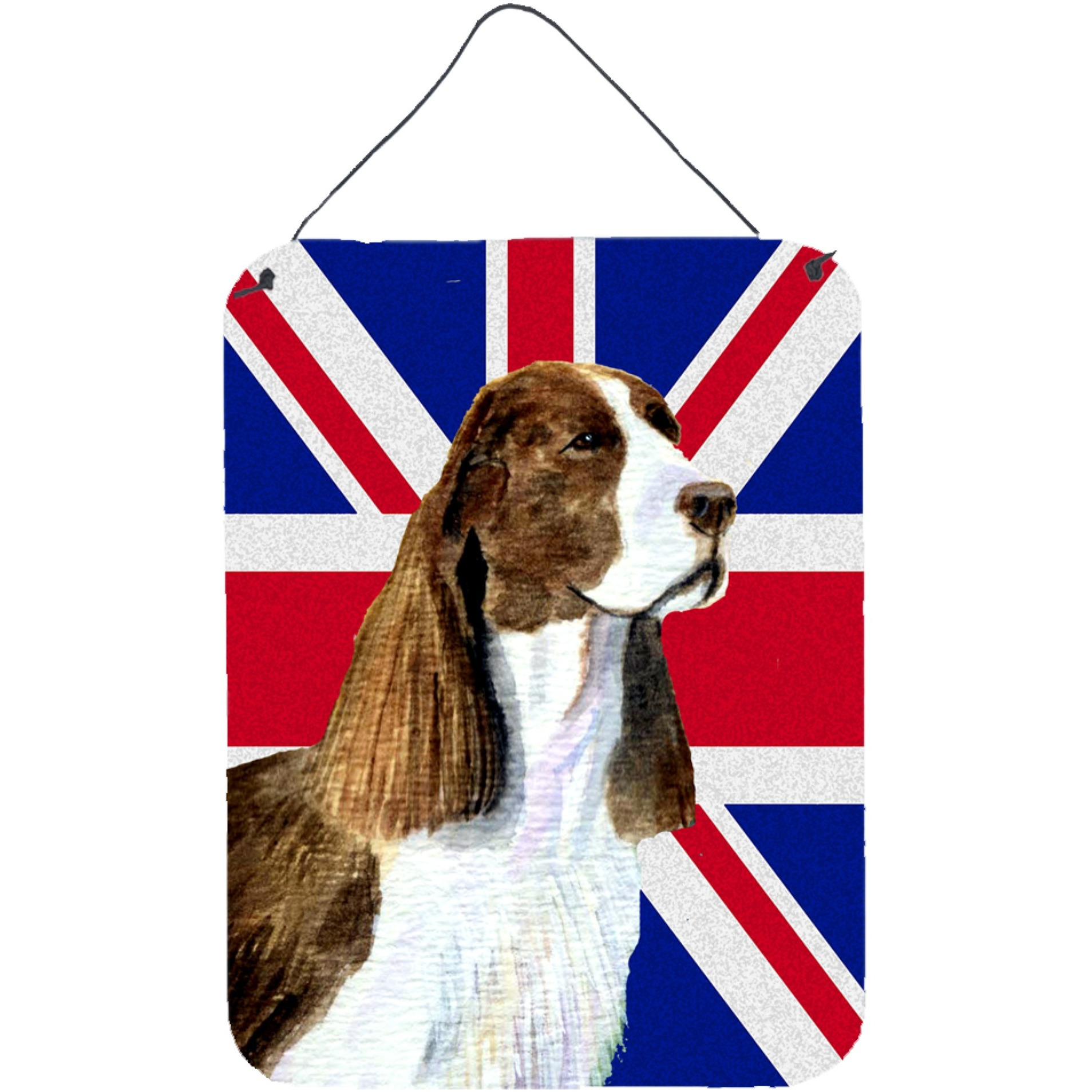 &quotCaroline's Treasures SS4955DS1216 Springer Spaniel with English Union Jack British Flag Wall or Door Hanging Prints, 16"" x 12"""