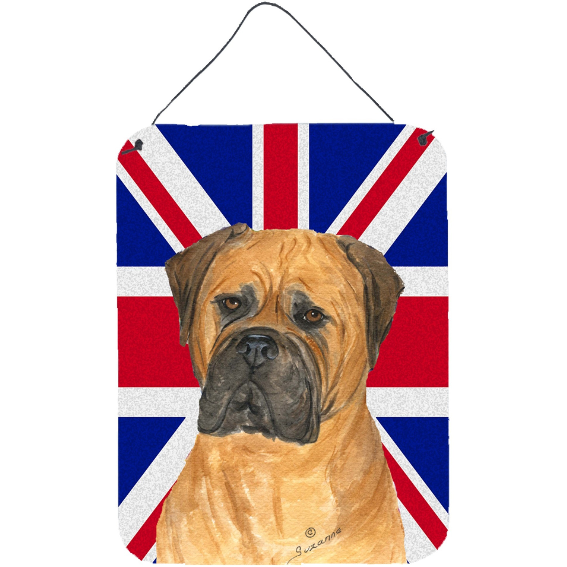 &quotCaroline's Treasures SS4959DS1216 Bullmastiff with English Union Jack British Flag Wall or Door Hanging Prints, 16"" x 12"""
