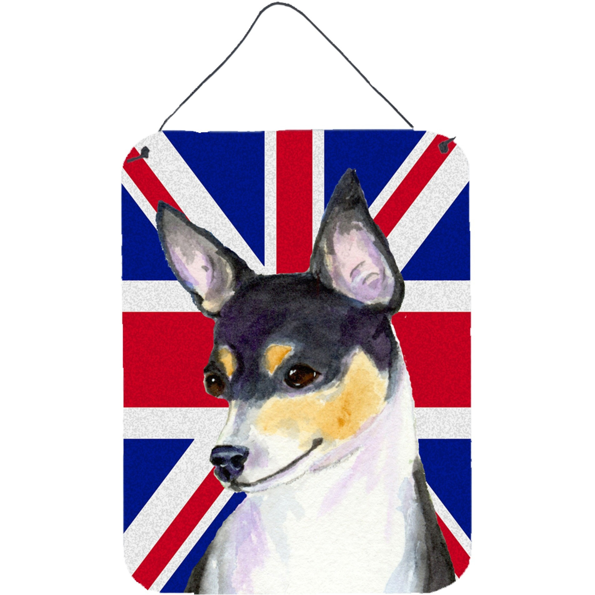 &quotCaroline's Treasures SS4960DS1216 Rat Terrier with English Union Jack British Flag Wall or Door Hanging Prints, 16"" x 12"""