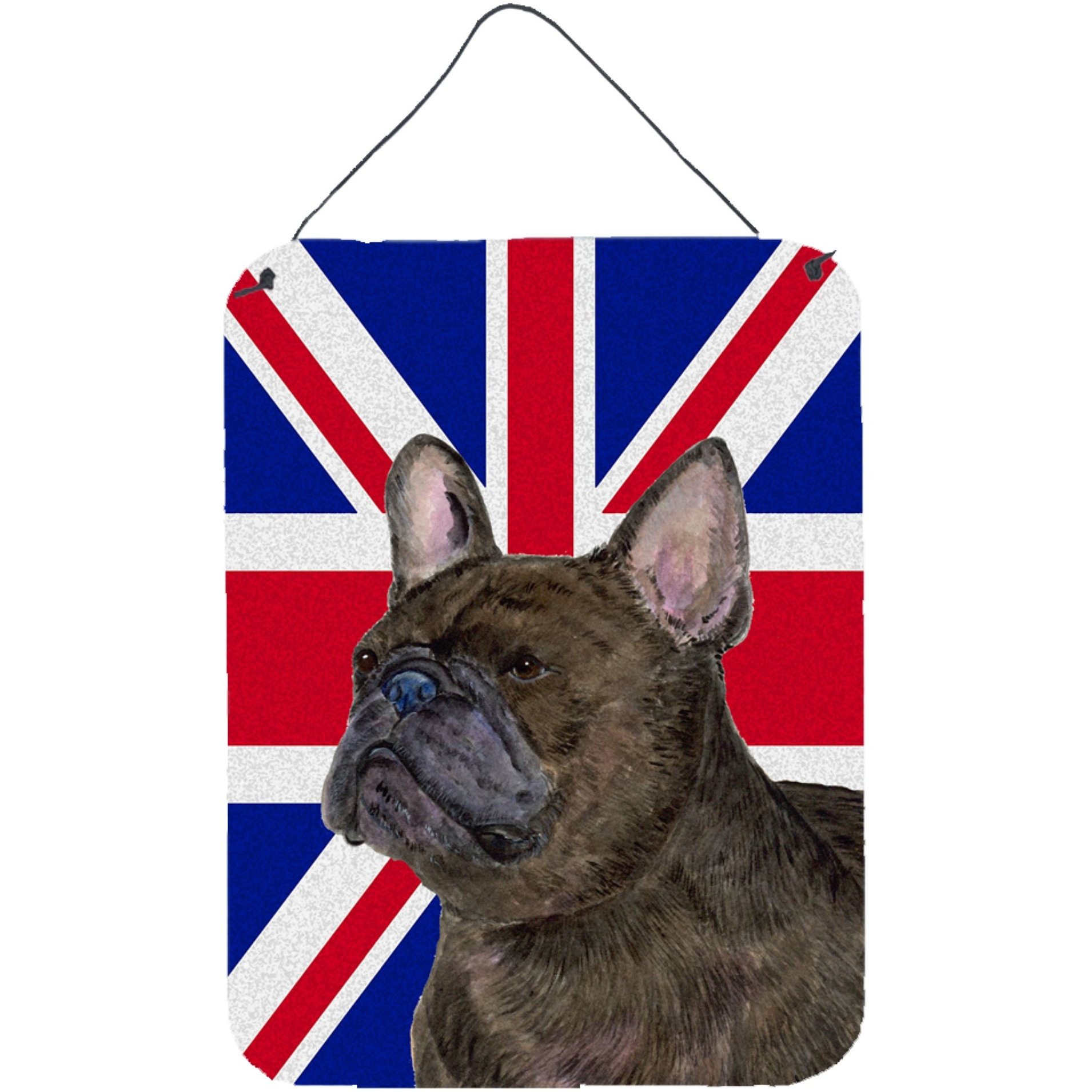 &quotCaroline's Treasures SS4961DS1216 French Bulldog with English Union Jack British Flag Wall or Door Hanging Prints, 16"" x 12"""