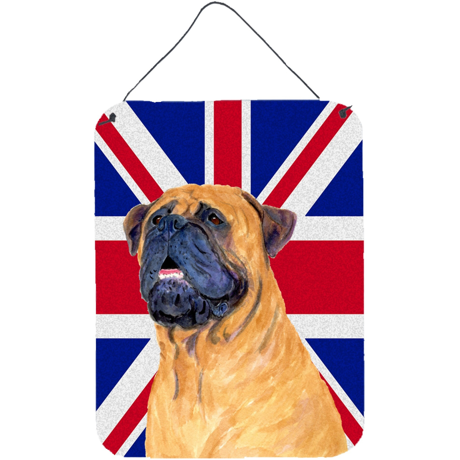 &quotCaroline's Treasures SS4962DS1216 Bullmastiff with English Union Jack British Flag Wall or Door Hanging Prints, 16"" x 12"""
