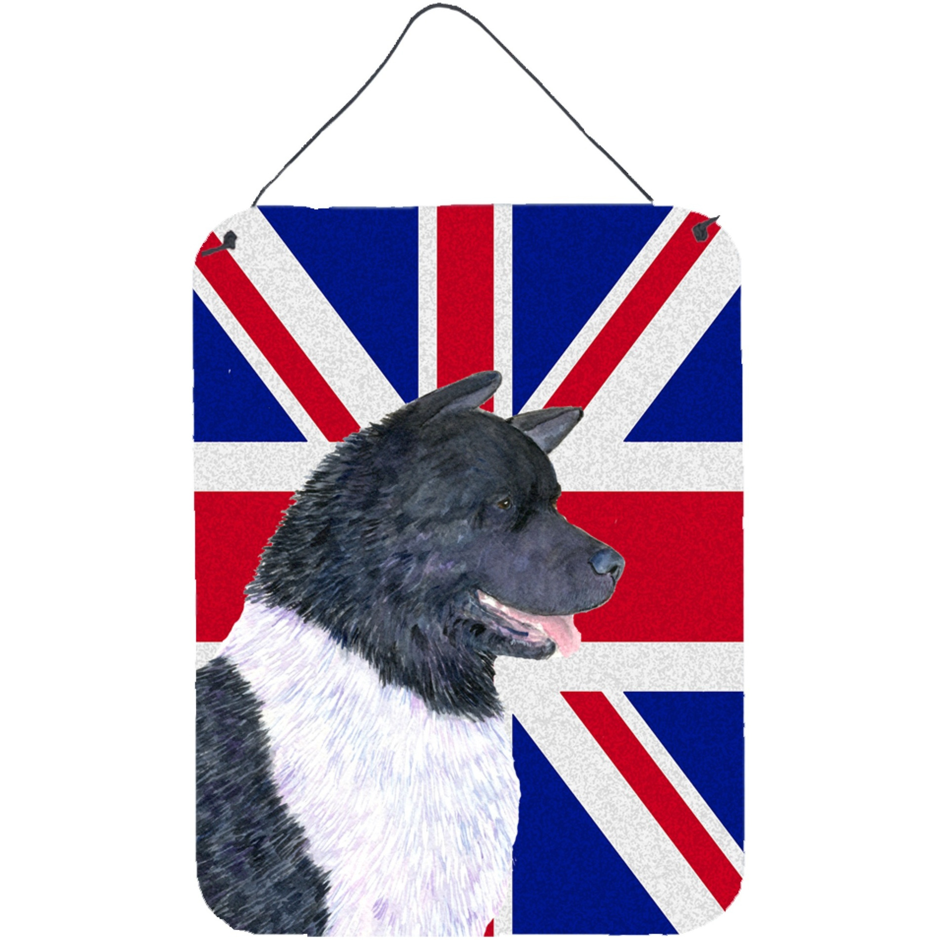 &quotCaroline's Treasures Akita with English Union Jack British Flag Wall or Door Hanging Prints, 16"" x 12"""