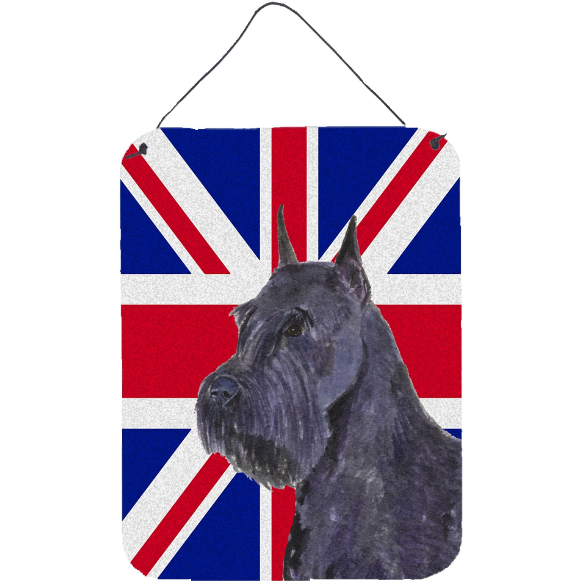 &quotCaroline's Treasures SS4965DS1216 Schnauzer with English Union Jack British Flag Wall or Door Hanging Prints, 16"" x 12"""