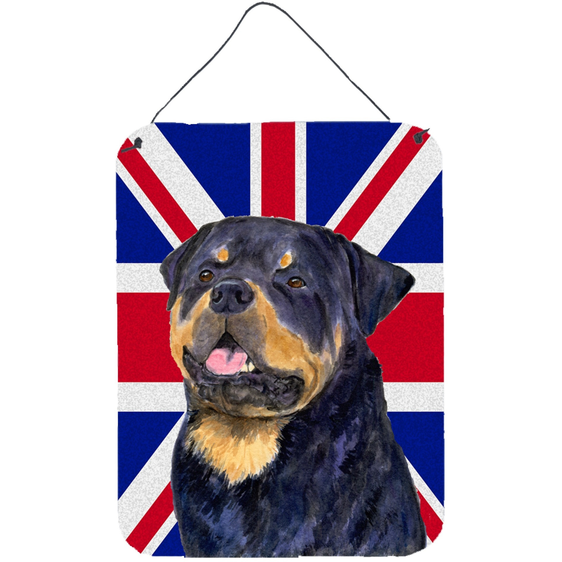 &quotCaroline's Treasures Rottweiler with English Union Jack British Flag Wall or Door Hanging Prints, 16"" x 12"""