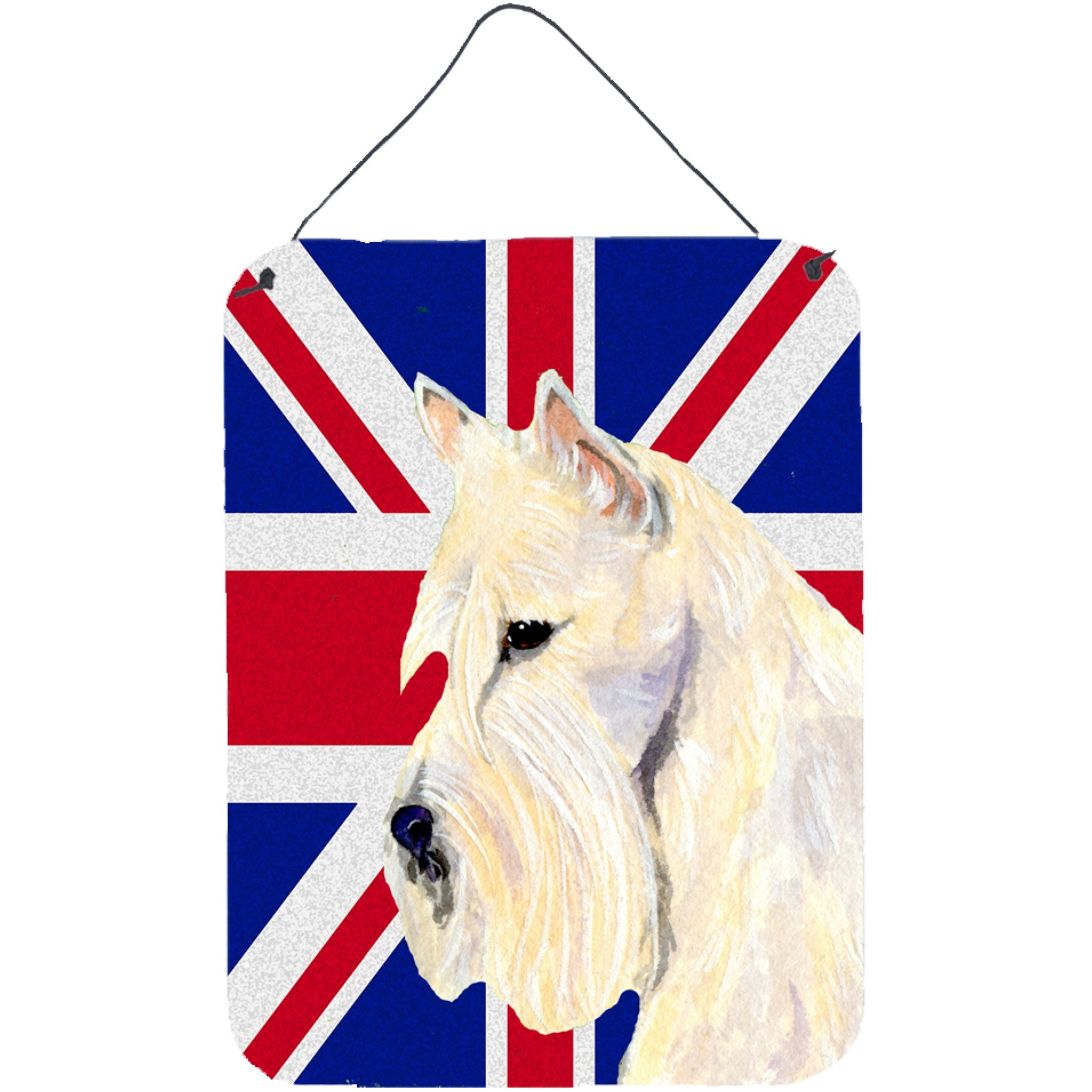 &quotCaroline's Treasures Scottish Terrier Wheaten with English Union Jack British Flag Wall or Door Hanging Prints, 16"" x 12"""
