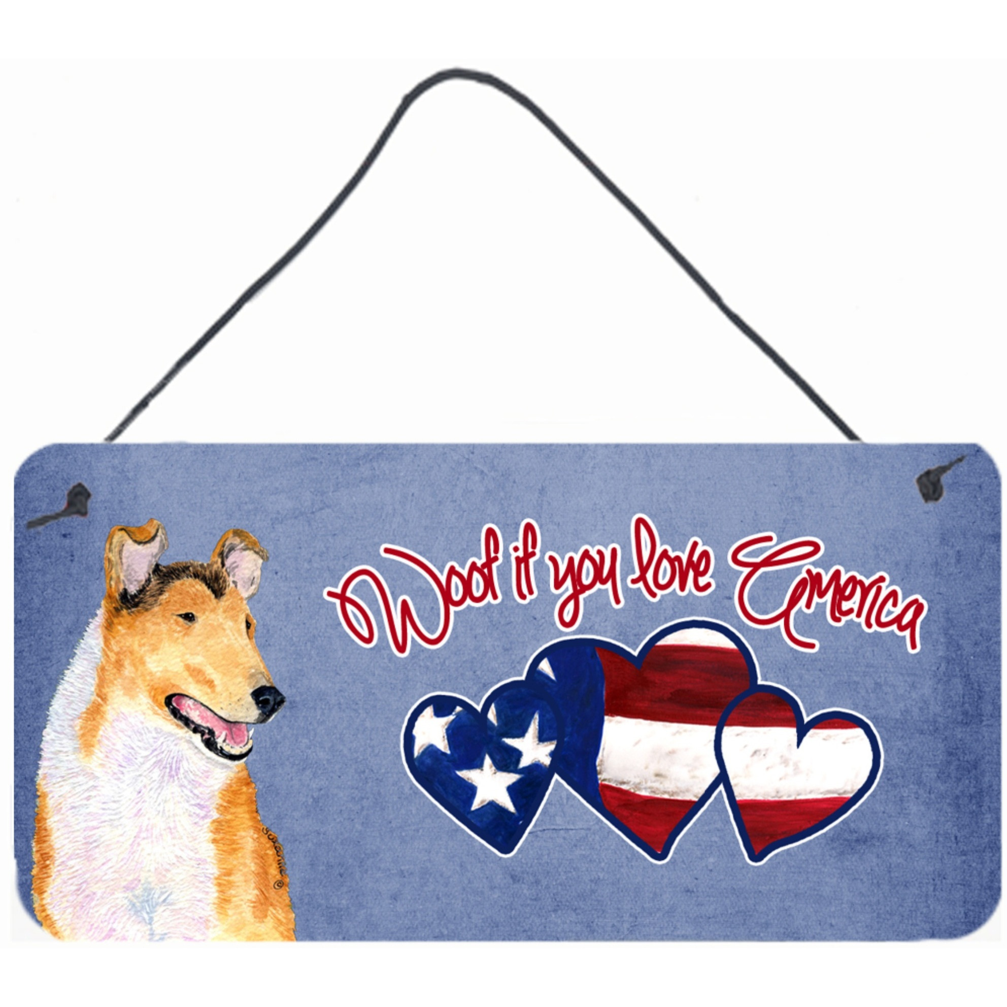 &quotCaroline's Treasures Woof If You Love America Smooth Collie Wall or Door Hanging Prints, 6 x 12"""