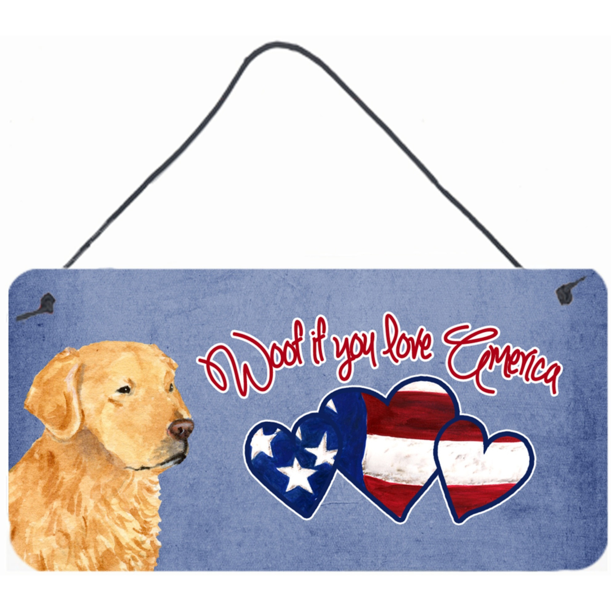 &quotCaroline's Treasures Woof If You Love America Golden Retriever Wall or Door Hanging Prints, 6 x 12"""