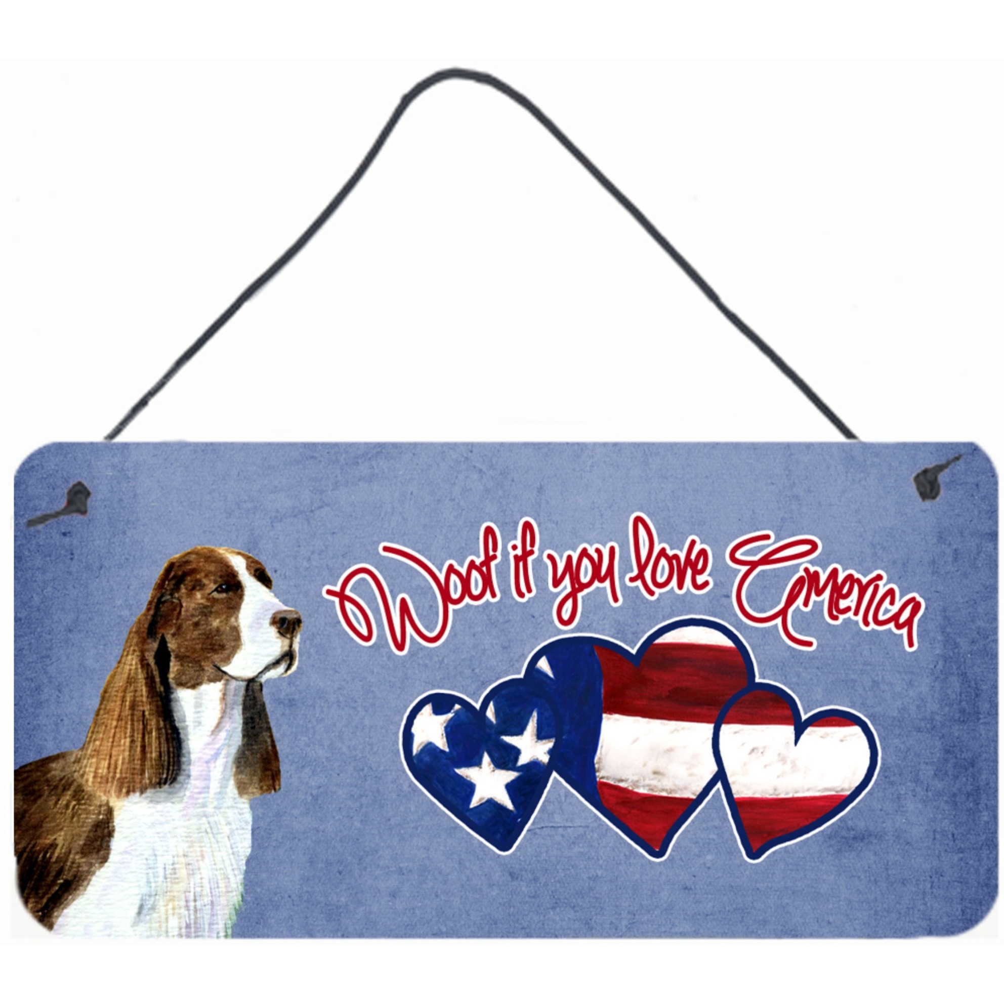 &quotCaroline's Treasures SS5024DS612 Woof If You Love America Springer Spaniel Wall or Door Hanging Prints, 6 x 12"""