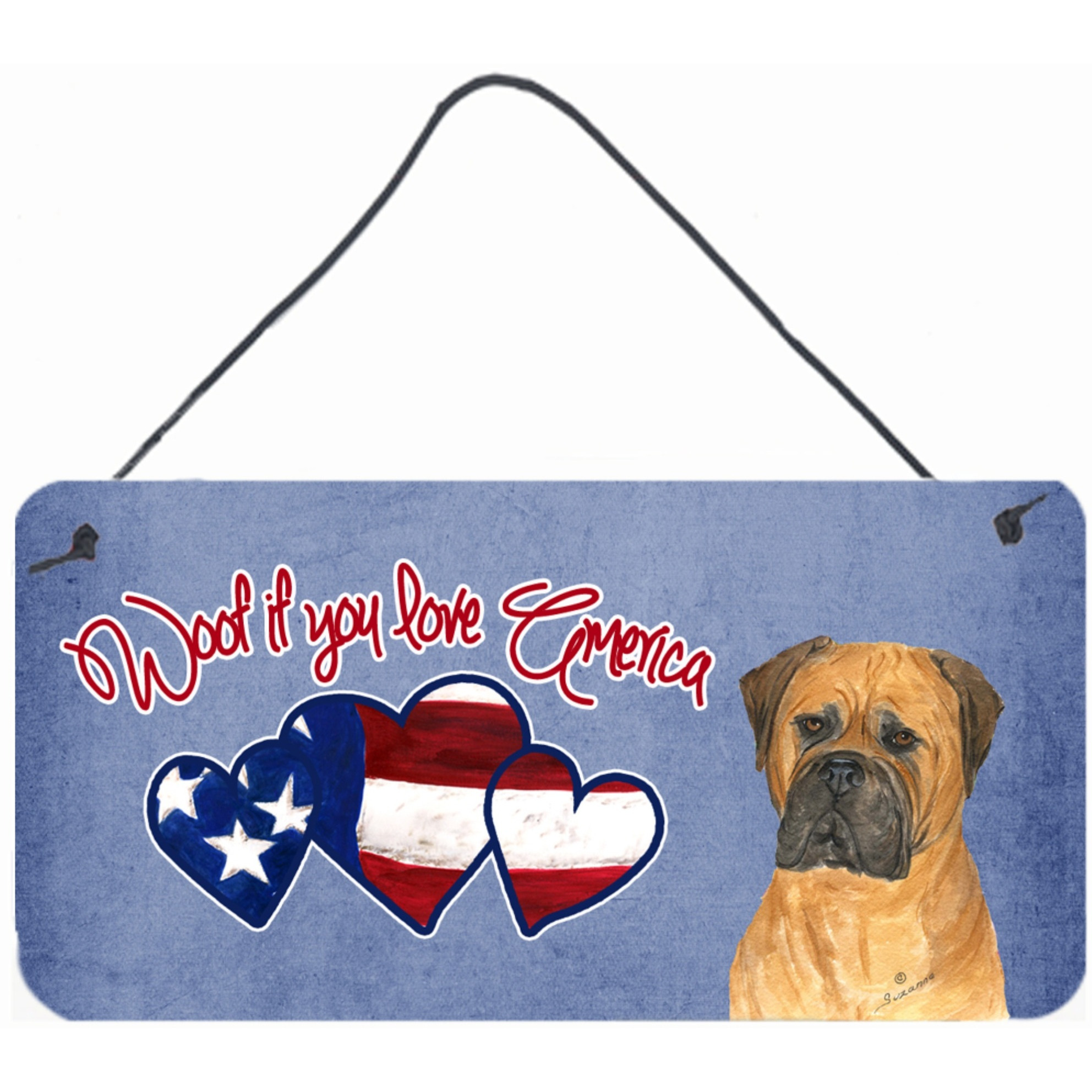 &quotCaroline's Treasures Woof If You Love America Bullmastiff Wall or Door Hanging Prints, 6 x 12"""