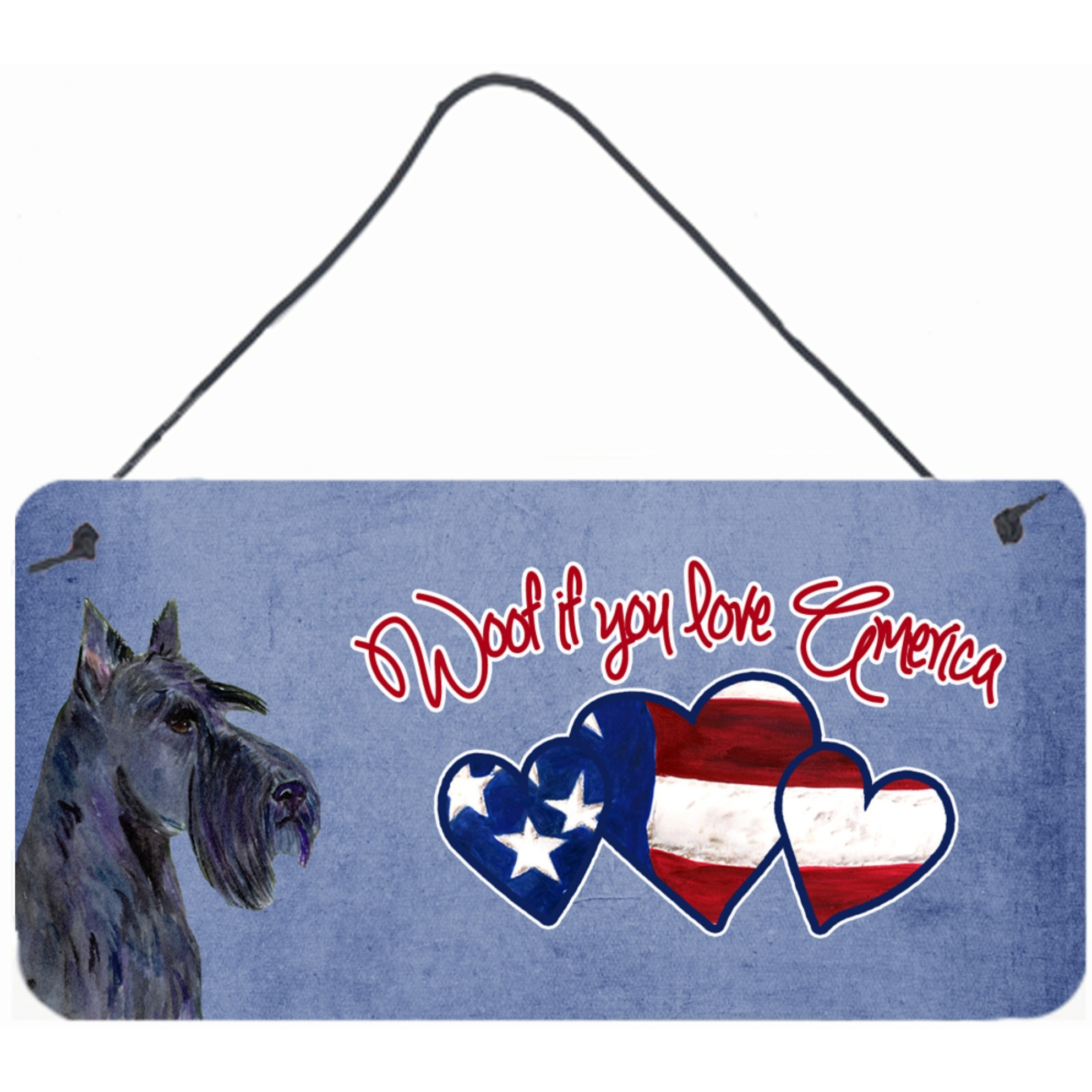 &quotCaroline's Treasures Woof If You Love America Scottish Terrier Wall or Door Hanging Prints, 6 x 12"""