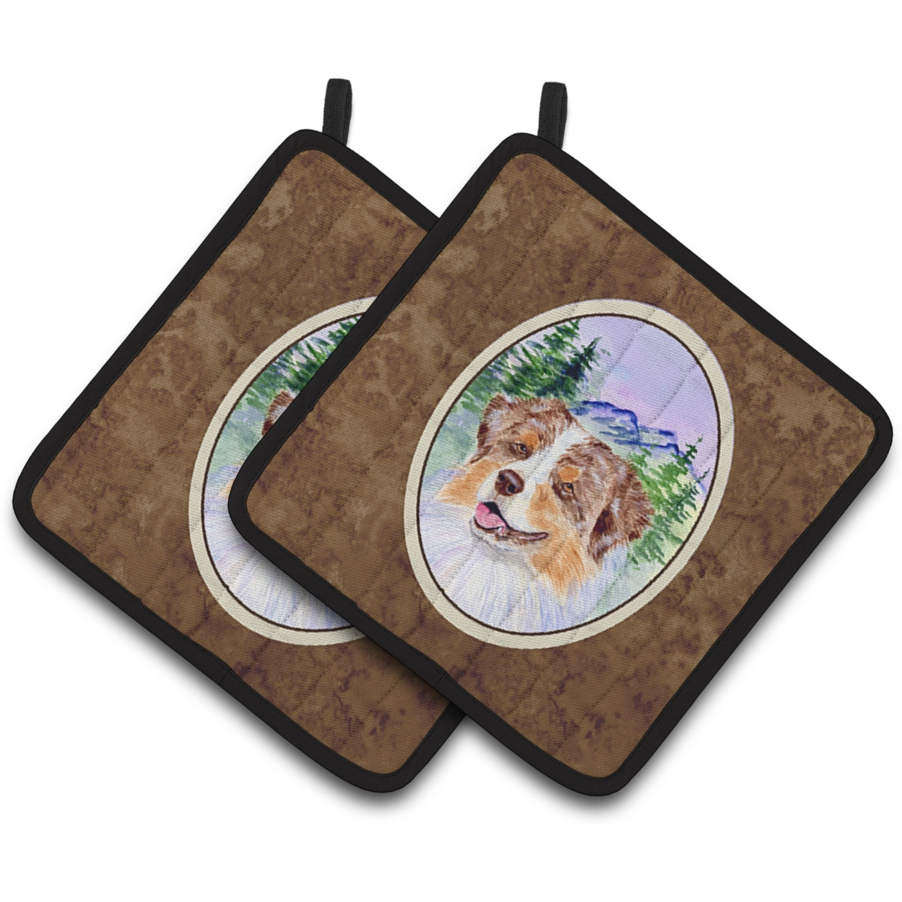 &quotCaroline's Treasures Australian Shepherd Pair of Pot Holders SS8001PTHD, 7.5HX7.5W, Multicolor"