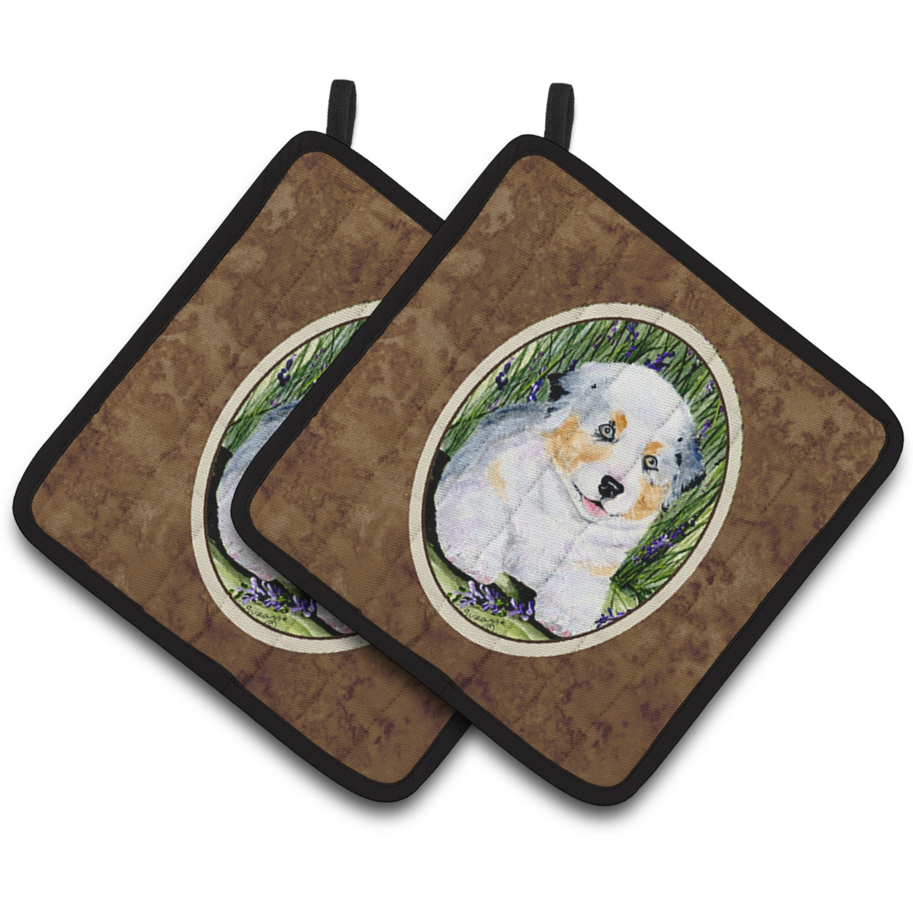 &quotCaroline's Treasures Australian Shepherd Pair of Pot Holders SS8005PTHD, 7.5HX7.5W, Multicolor"