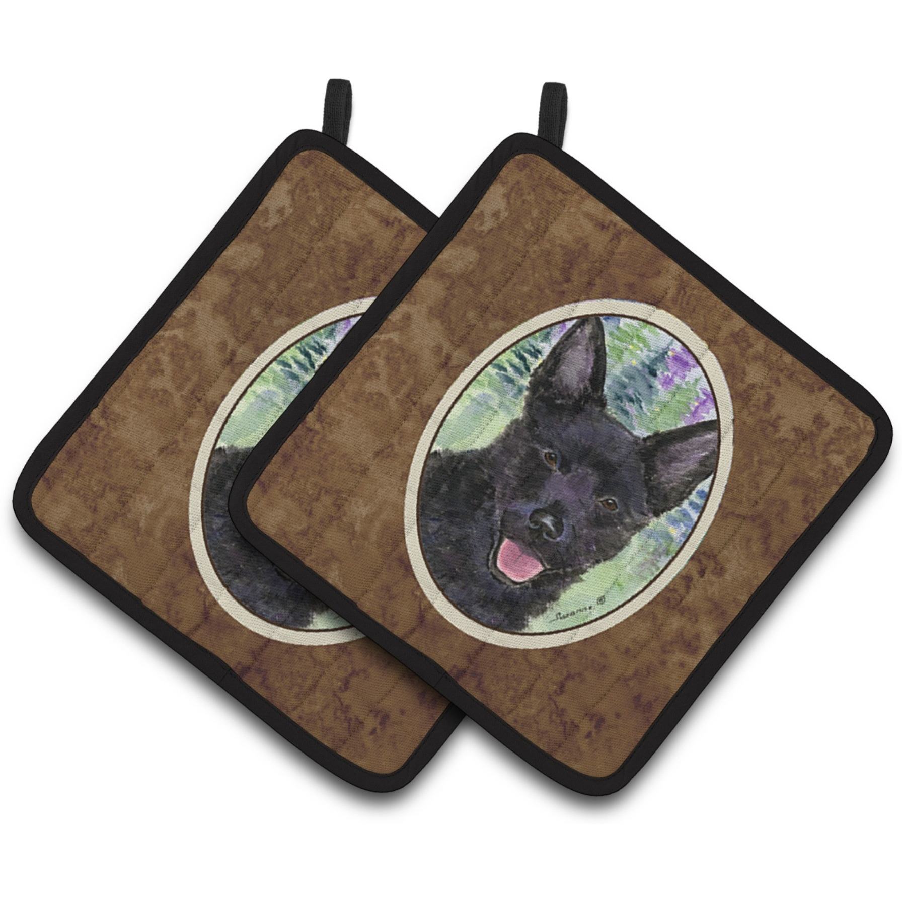 &quotCaroline's Treasures Australian Kelpie Pair of Pot Holders SS8013PTHD, 7.5HX7.5W, Multicolor"