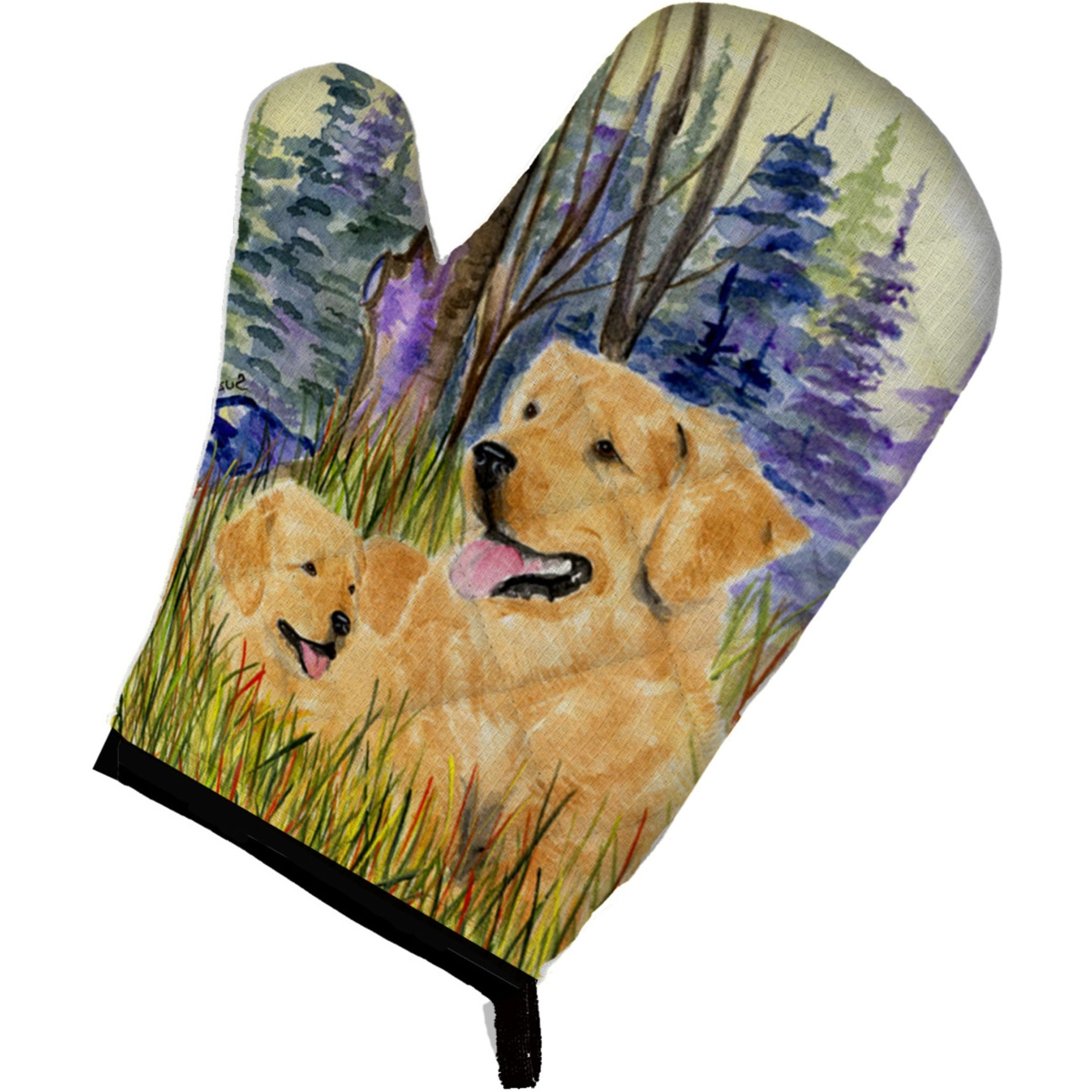 &quotCaroline's Treasures SS8014OVMT Golden Retriever Oven Mitt, 12"" by 8.5"", Multicolor"