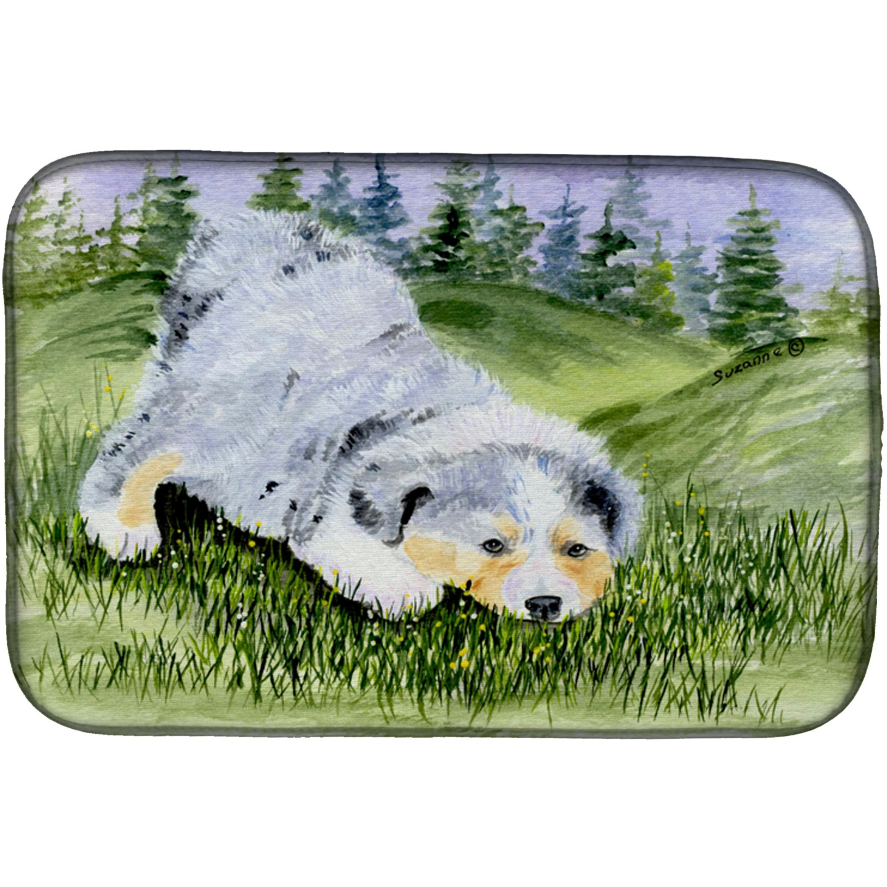 &quotCaroline's Treasures Australian Shepherd Dish Drying Mat, 14"" x 21"", Multicolor"