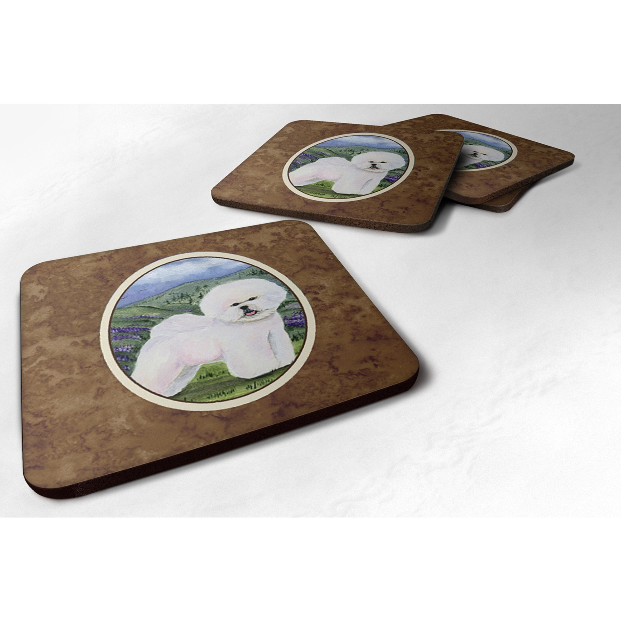 &quotCaroline's Treasures SS8025FC Bichon Frise Foam Coasters (Set of 4), 3.5"" H x 3.5"" W, Multicolor"