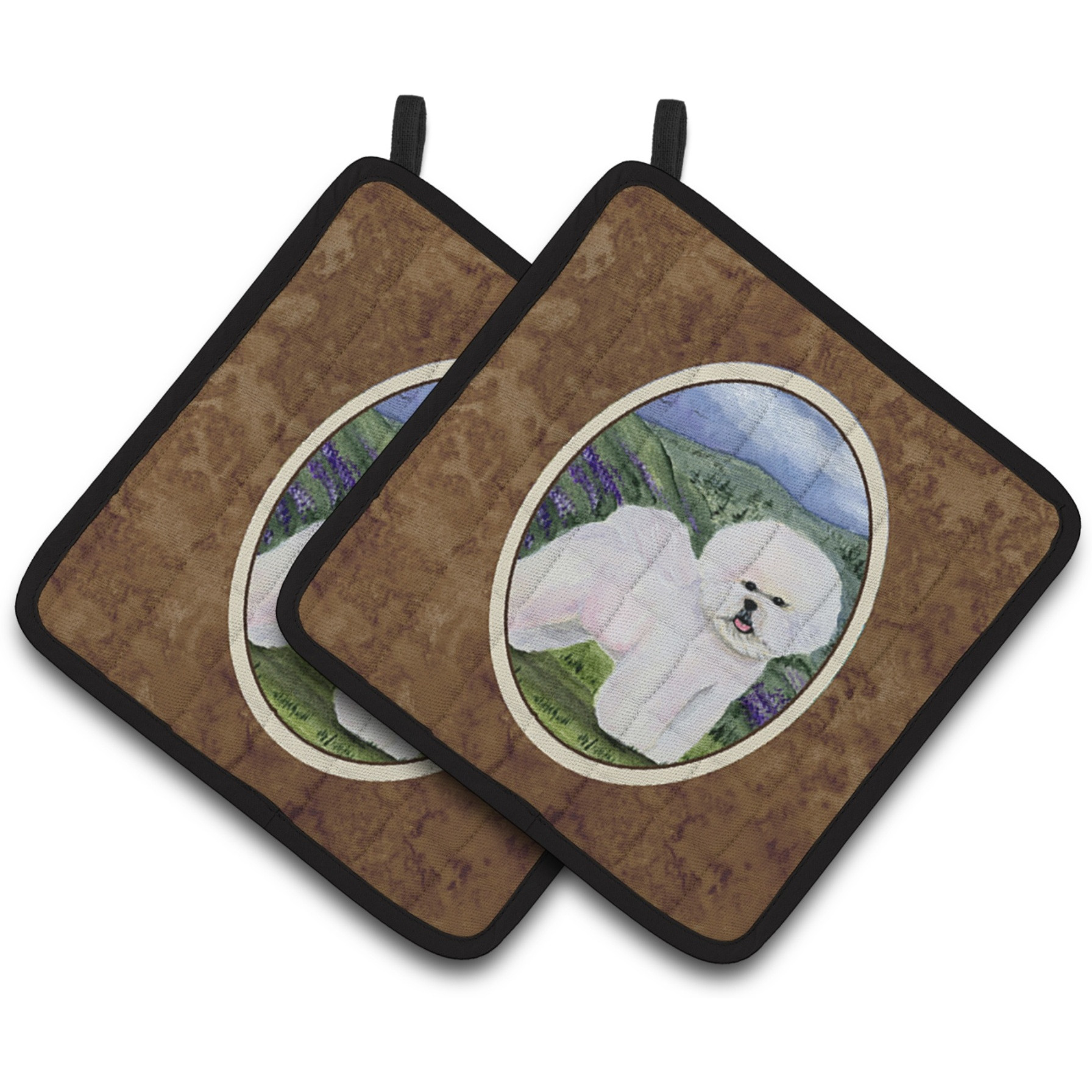 &quotCaroline's Treasures Bichon Frise Pair of Pot Holders SS8025PTHD, 7.5HX7.5W, Multicolor"
