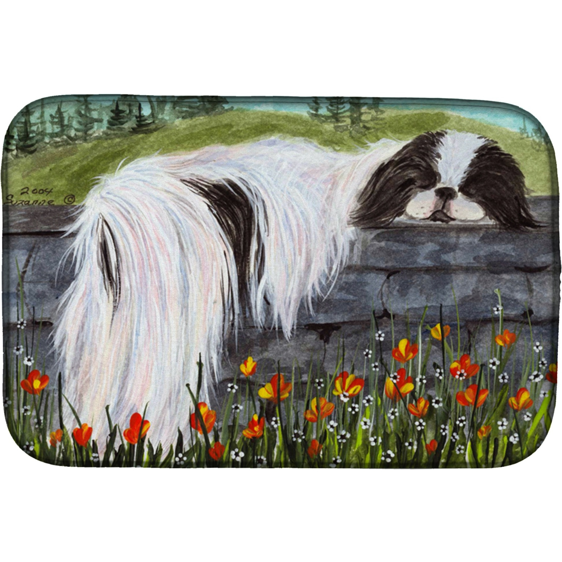 &quotCaroline's Treasures Japanese Chin Dish Drying Mat, 14"" x 21"", Multicolor"