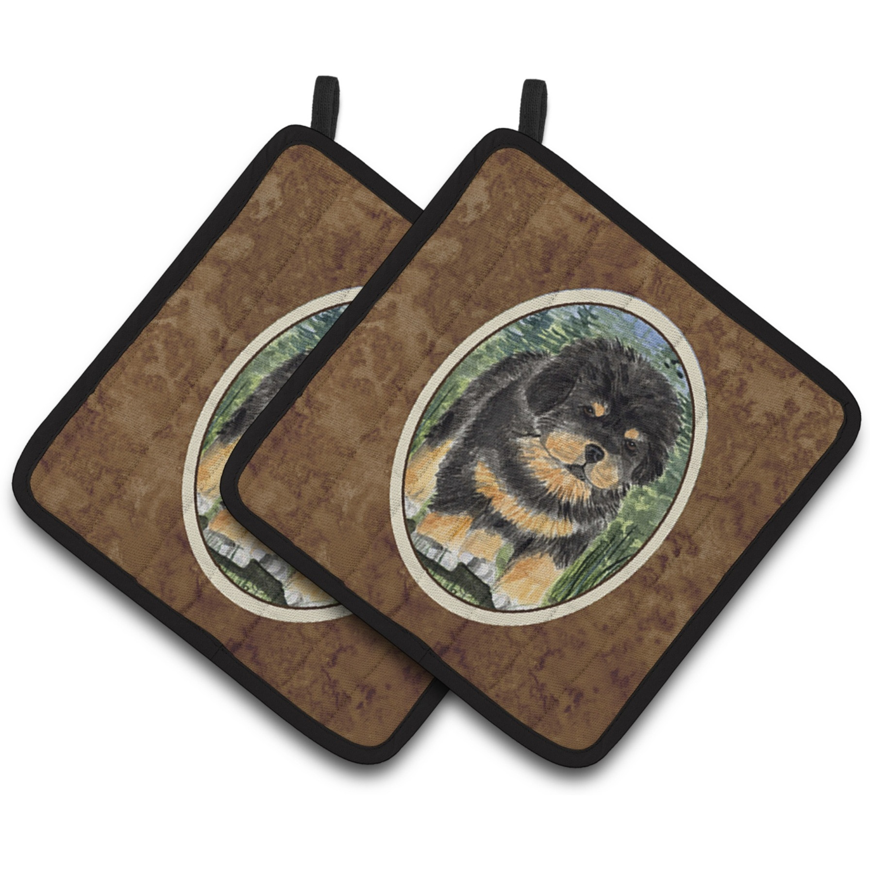 &quotCaroline's Treasures Tibetan Mastiff Pair of Pot Holders SS8031PTHD, 7.5HX7.5W, Multicolor"