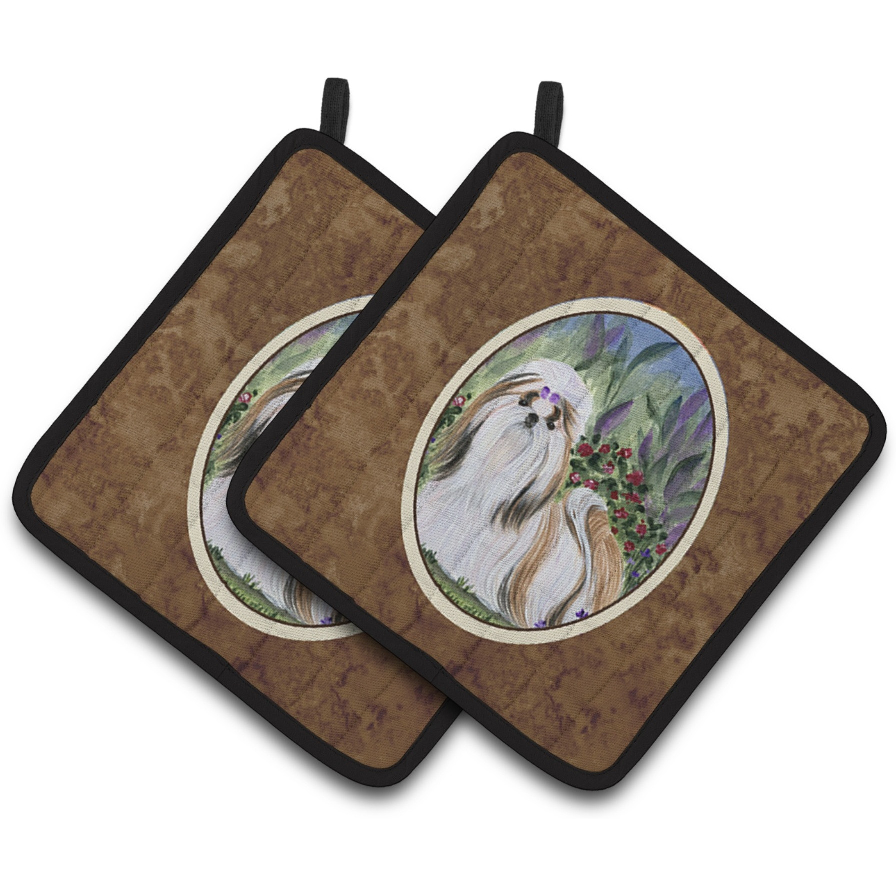 &quotCaroline's Treasures Shih Tzu Pair of Pot Holders SS8034PTHD, 7.5HX7.5W, Multicolor"