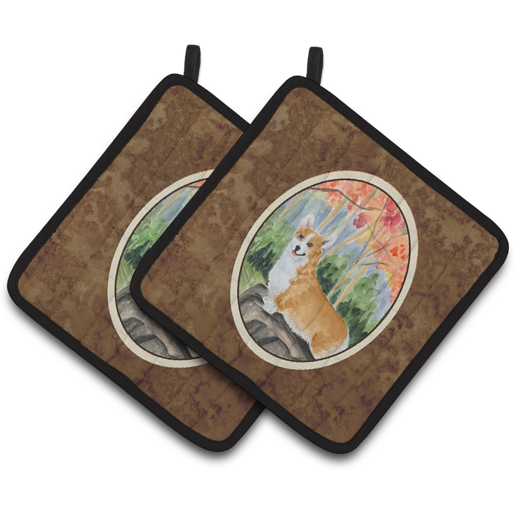 &quotCaroline's Treasures Corgi Pair of Pot Holders SS8039PTHD, 7.5HX7.5W, Multicolor"