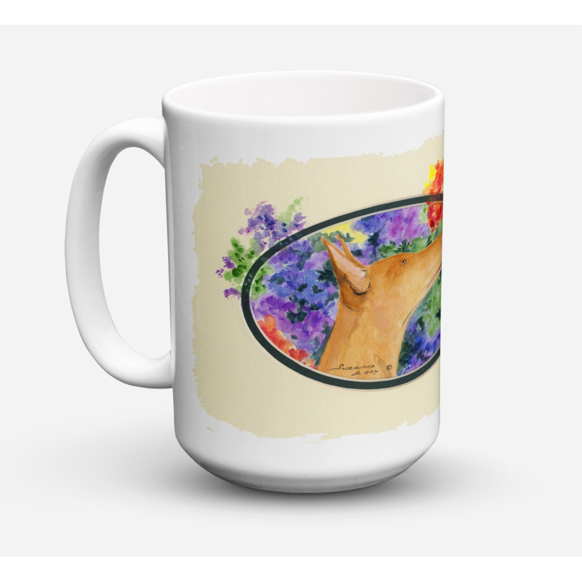 &quotCaroline's Treasures SS8041CM15 Pharaoh Hound Microwavable Ceramic Coffee Mug, 15 oz, Multicolor"