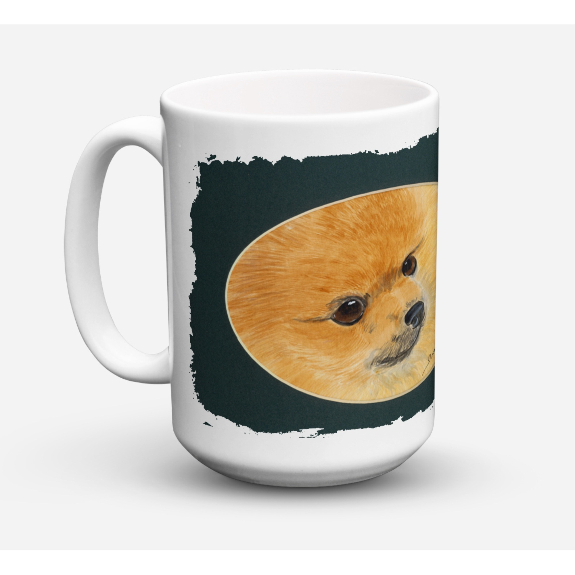 &quotCaroline's Treasures SS8051CM15 Pomeranian Dishwasher Safe Microwavable Ceramic Coffee Mug, 15 oz, Multicolor"