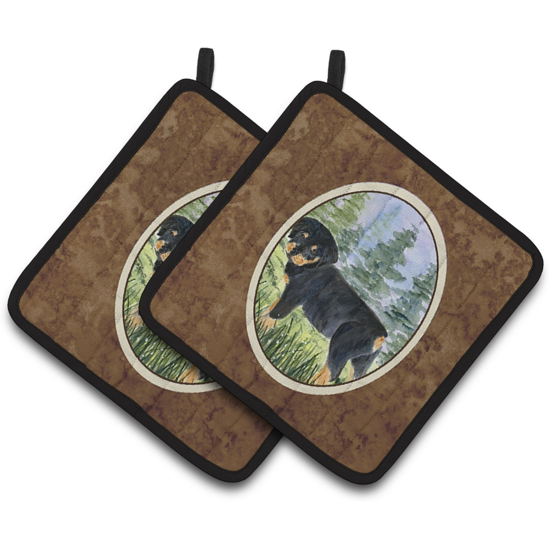 &quotCaroline's Treasures Rottweiler Pair of Pot Holders SS8057PTHD, 7.5HX7.5W, Multicolor"