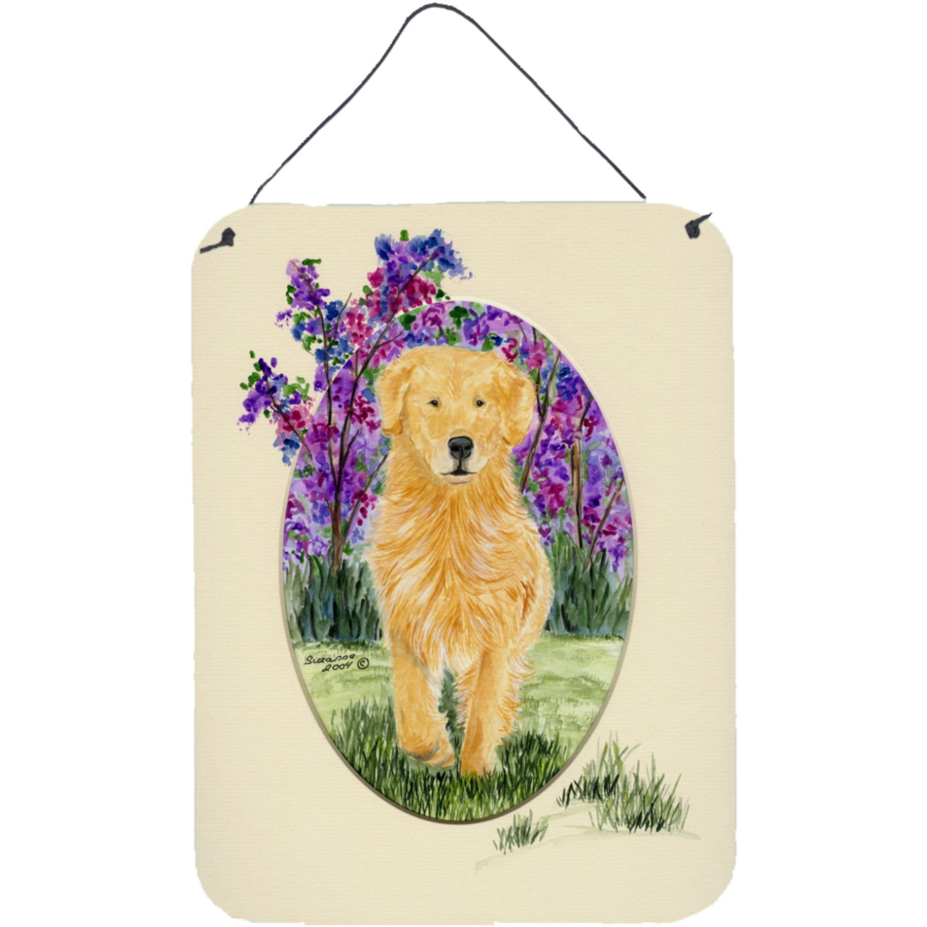 &quotCaroline's Treasures SS8060DS1216 Golden Retriever Aluminium Metal Wall or Door Hanging Prints, 16"" x 12"", Multicolor"