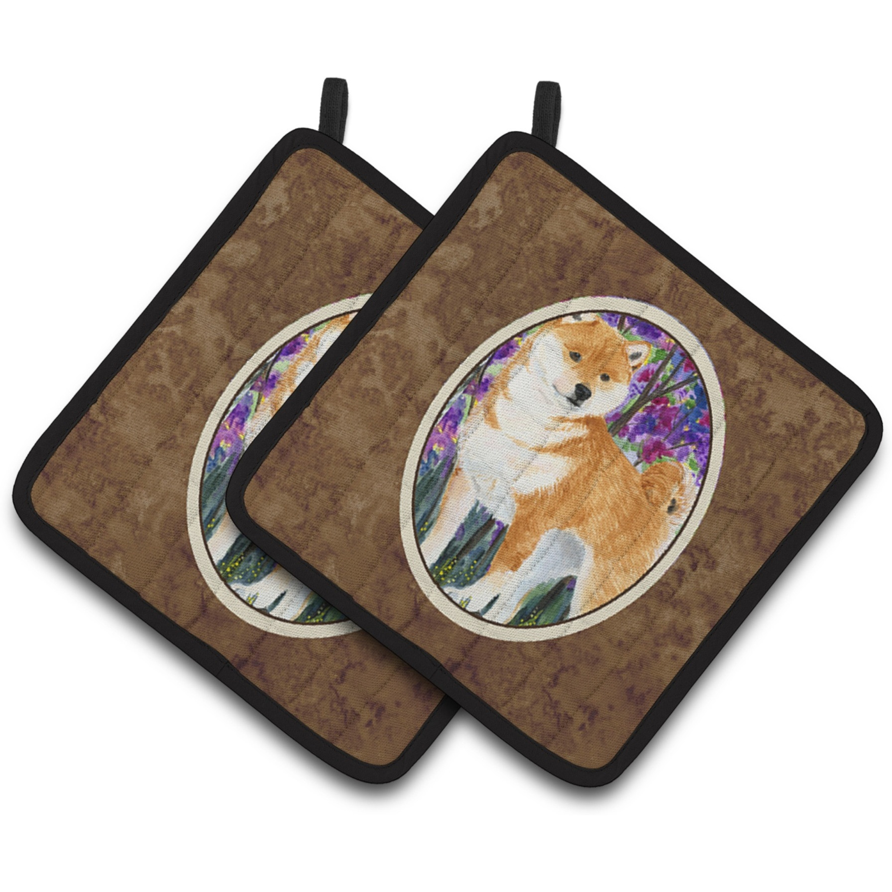 &quotCaroline's Treasures Shiba Inu Pair of Pot Holders SS8061PTHD, 7.5HX7.5W, Multicolor"