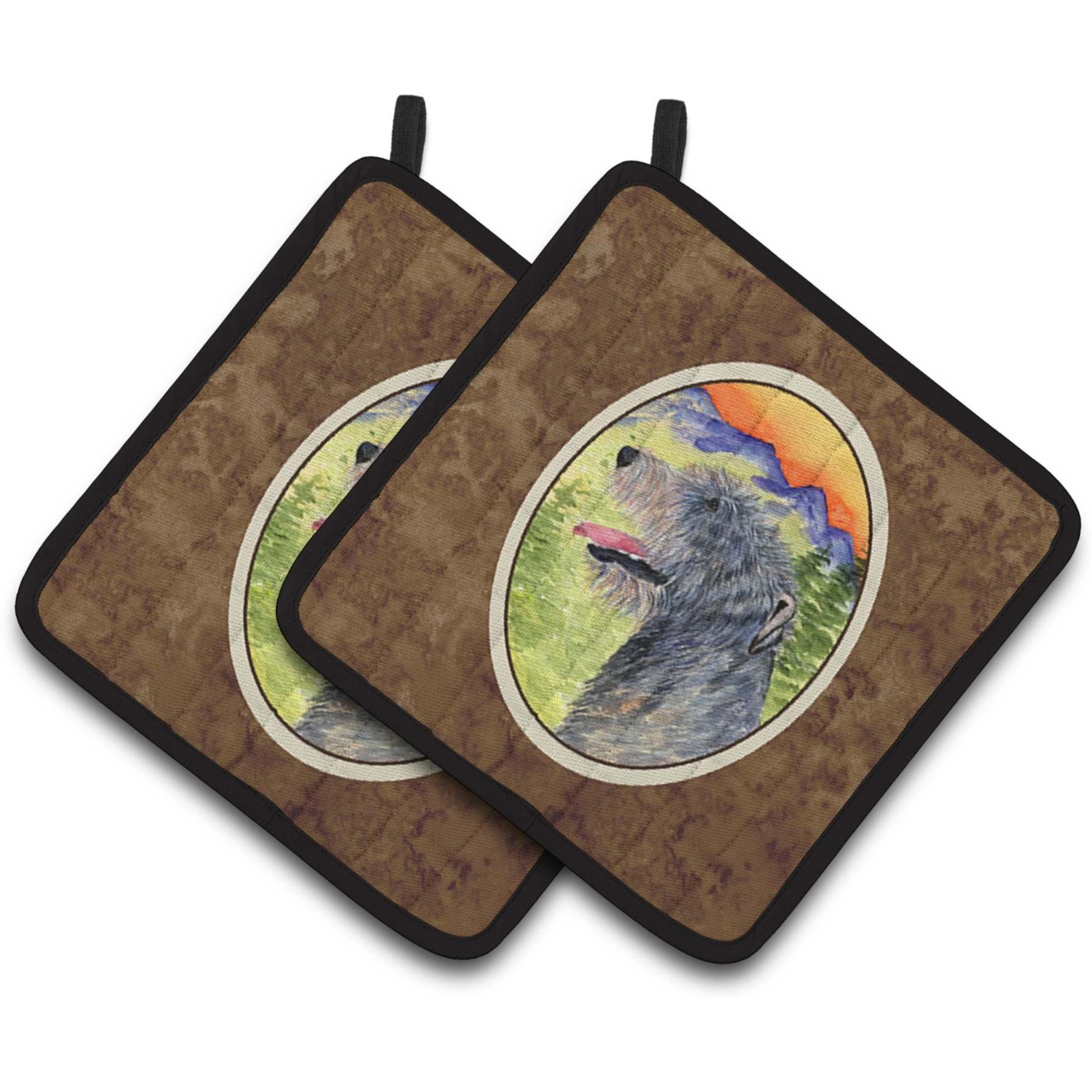 &quotCaroline's Treasures Irish Wolfhound Pair of Pot Holders SS8209PTHD, 7.5HX7.5W, Multicolor"