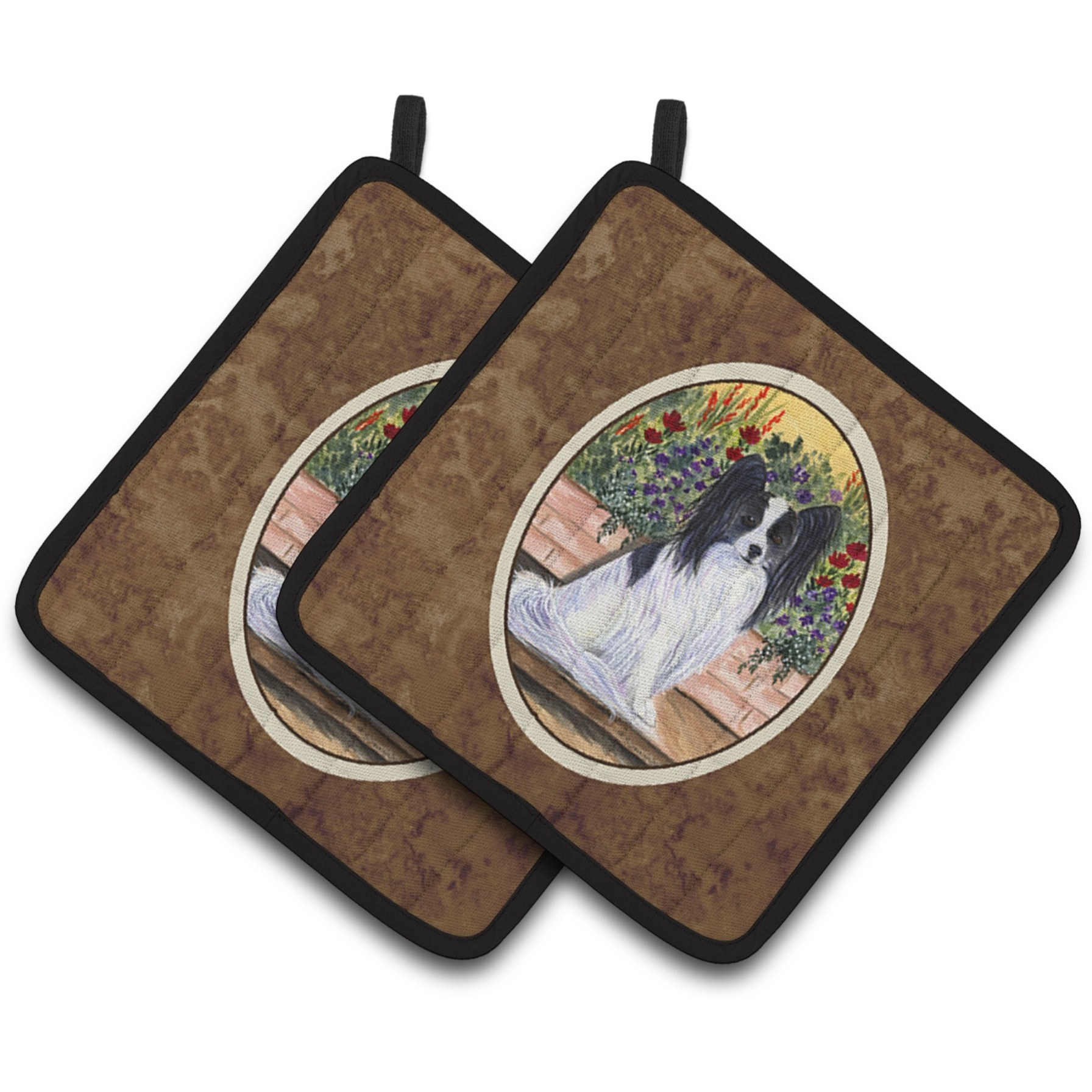 &quotCaroline's Treasures Papillon Pair of Pot Holders SS8210PTHD, 7.5HX7.5W, Multicolor"