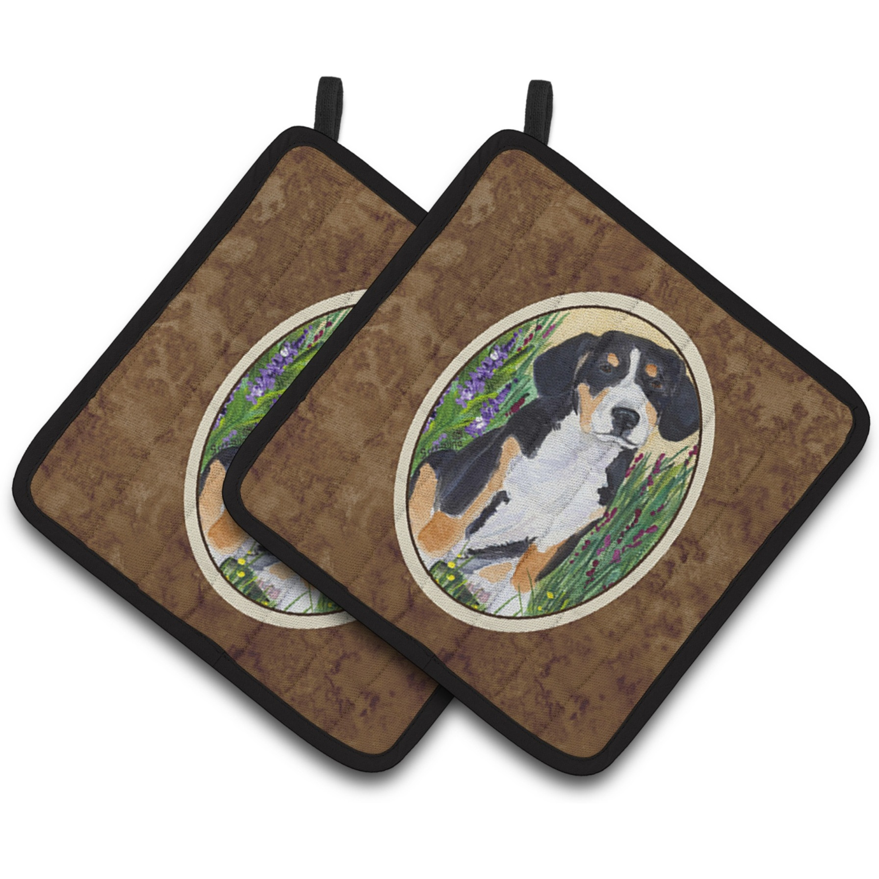 &quotCaroline's Treasures Entlebucher Mountain Dog Pair of Pot Holders SS8216PTHD, 7.5HX7.5W, Multicolor"