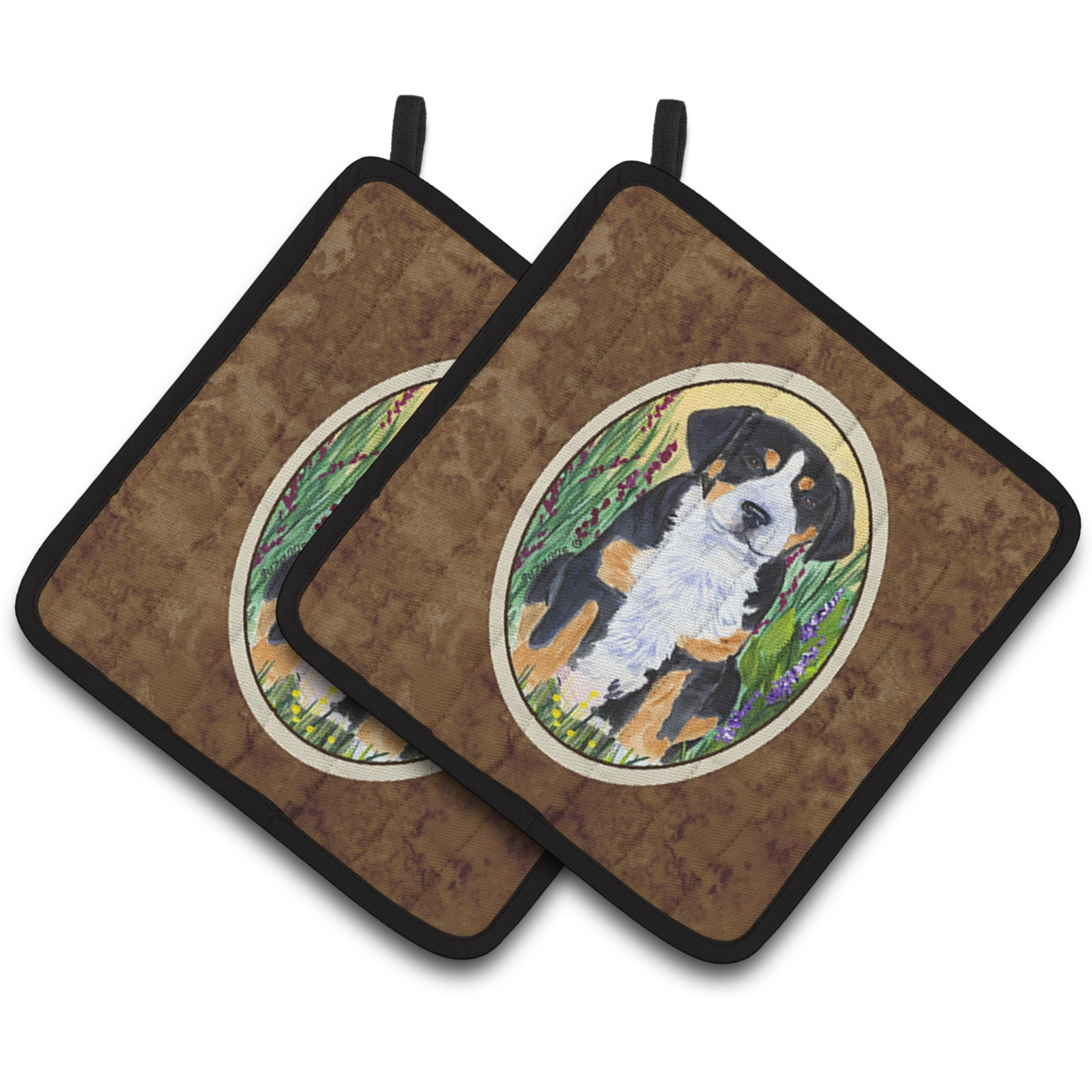 &quotCaroline's Treasures Greater Swiss Mountain Dog Pair of Pot Holders SS8217PTHD, 7.5HX7.5W, Multicolor"