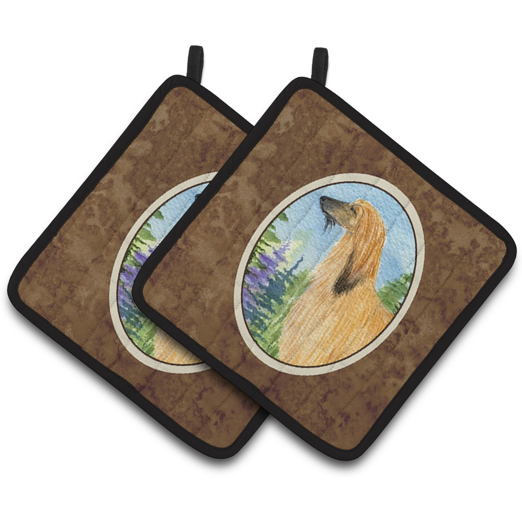 &quotCaroline's Treasures Afghan Hound Pair of Pot Holders SS8220PTHD, 7.5HX7.5W, Multicolor"