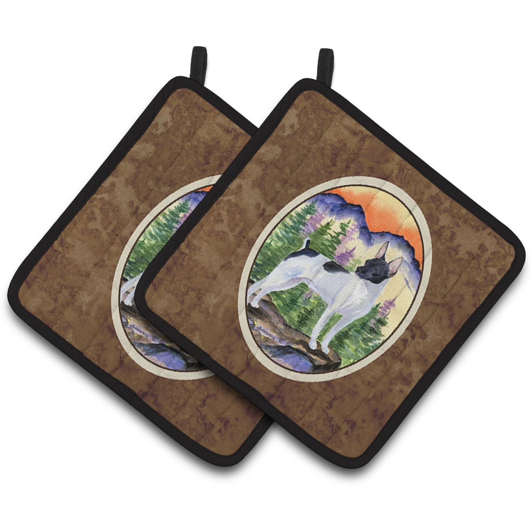 &quotCaroline's Treasures Rat Terrier Pair of Pot Holders SS8224PTHD, 7.5HX7.5W, Multicolor"