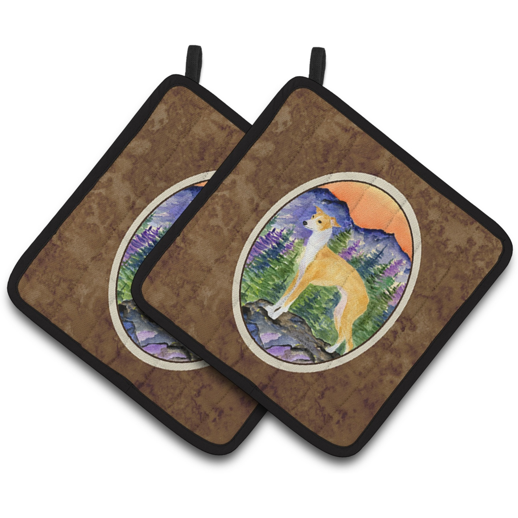 &quotCaroline's Treasures Italian Greyhound Pair of Pot Holders SS8225PTHD, 7.5HX7.5W, Multicolor"