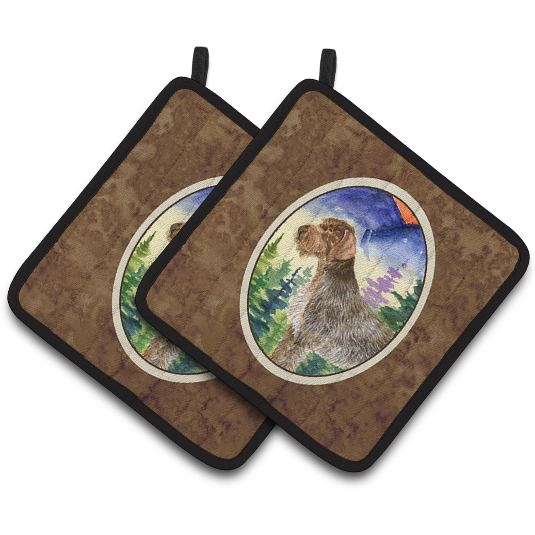 &quotCaroline's Treasures German Wirehaired Pointer Pair of Pot Holders SS8226PTHD, 7.5HX7.5W, Multicolor"