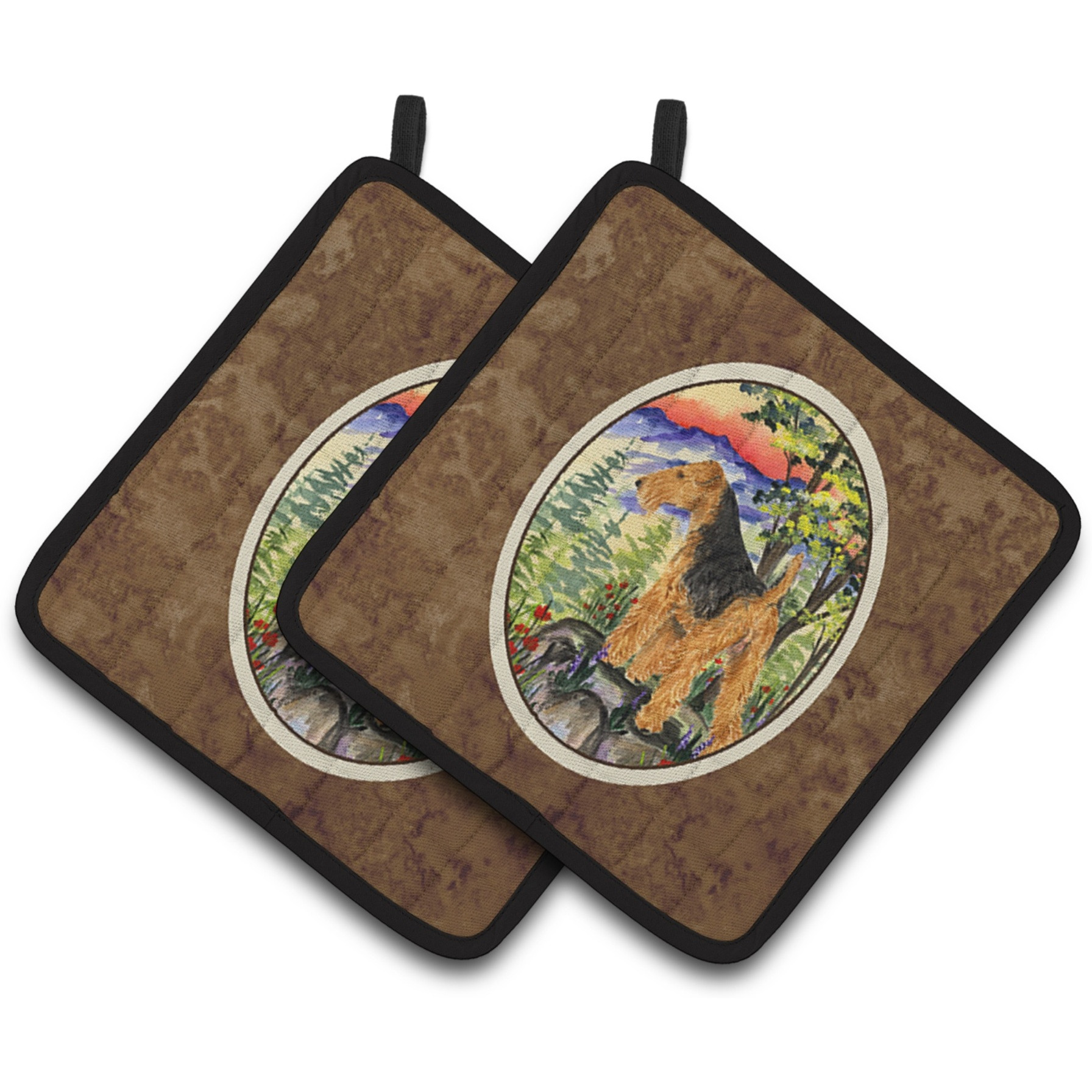 &quotCaroline's Treasures Lakeland Terrier Pair of Pot Holders SS8228PTHD, 7.5HX7.5W, Multicolor"