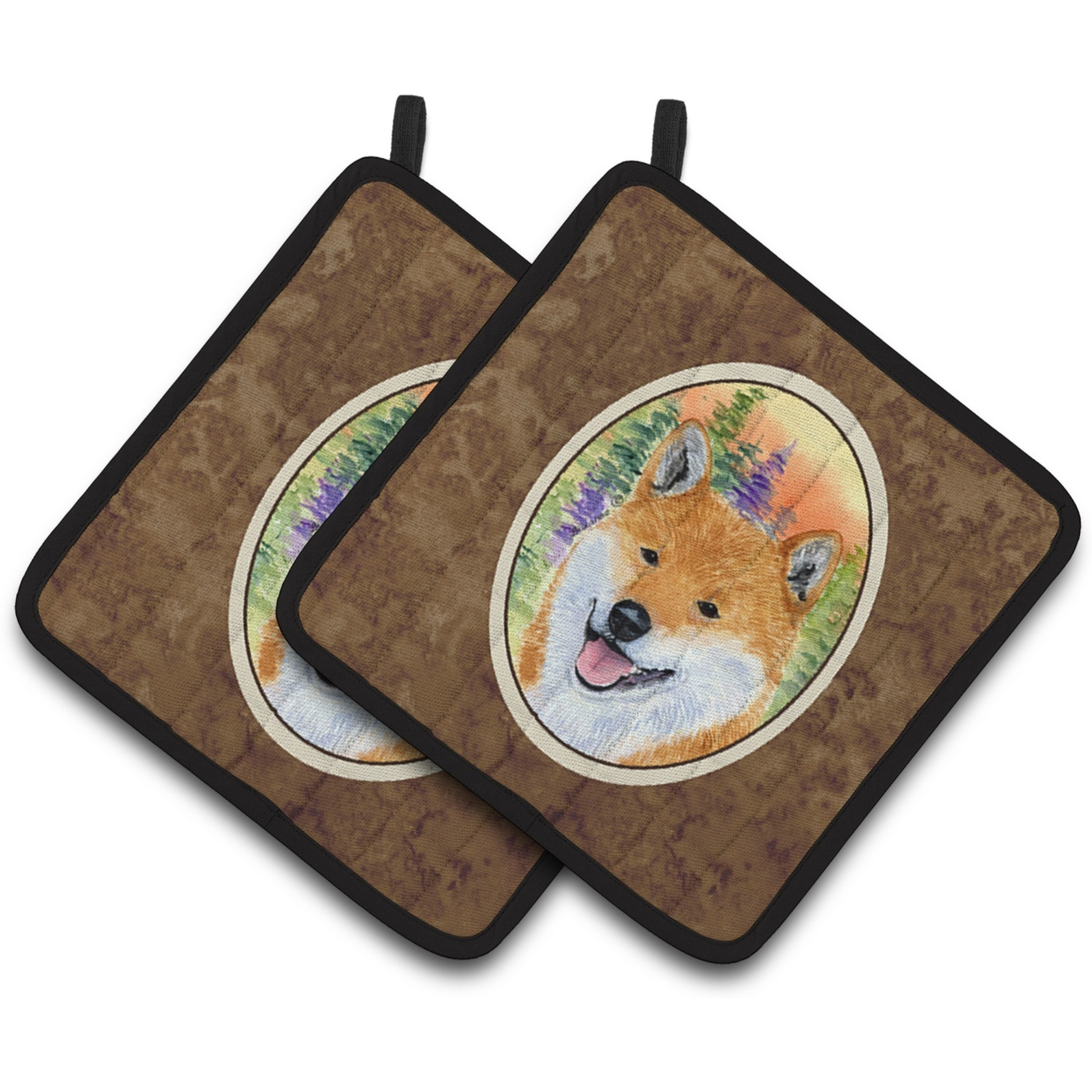 &quotCaroline's Treasures Shiba Inu Pair of Pot Holders SS8234PTHD, 7.5HX7.5W, Multicolor"