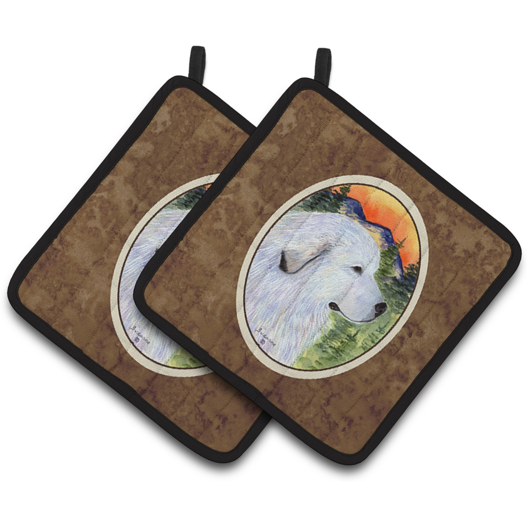 &quotCaroline's Treasures Great Pyrenees Pair of Pot Holders SS8236PTHD, 7.5HX7.5W, Multicolor"