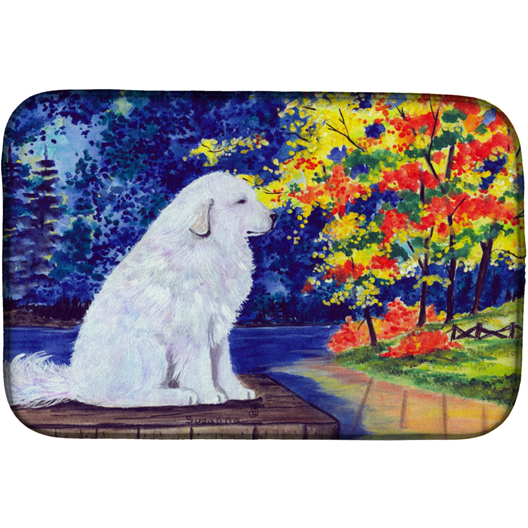 &quotCaroline's Treasures Pyrenees Dish Drying Mat, 14"" x 21"", Multicolor"