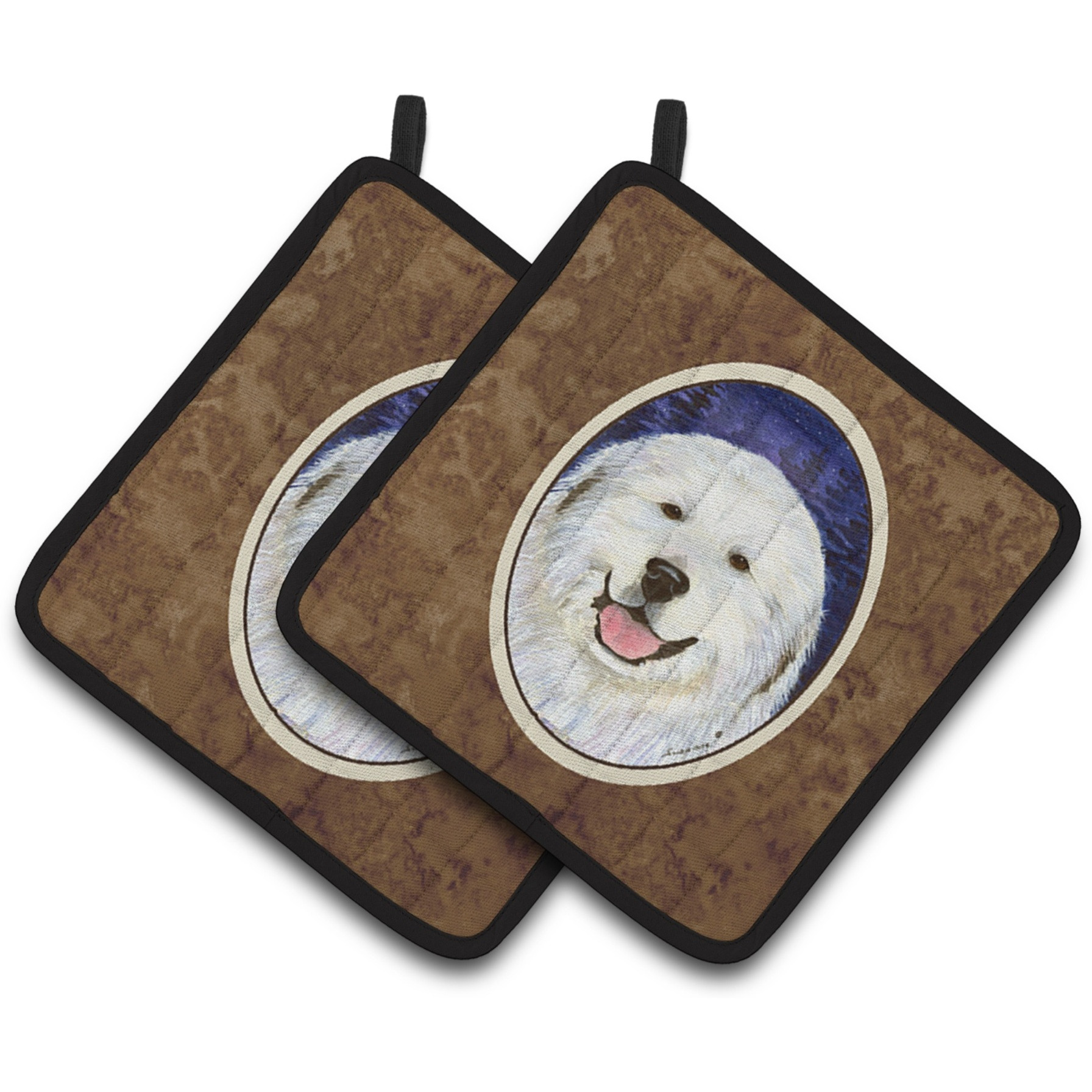 &quotCaroline's Treasures Great Pyrenees Pair of Pot Holders SS8242PTHD, 7.5HX7.5W, Multicolor"